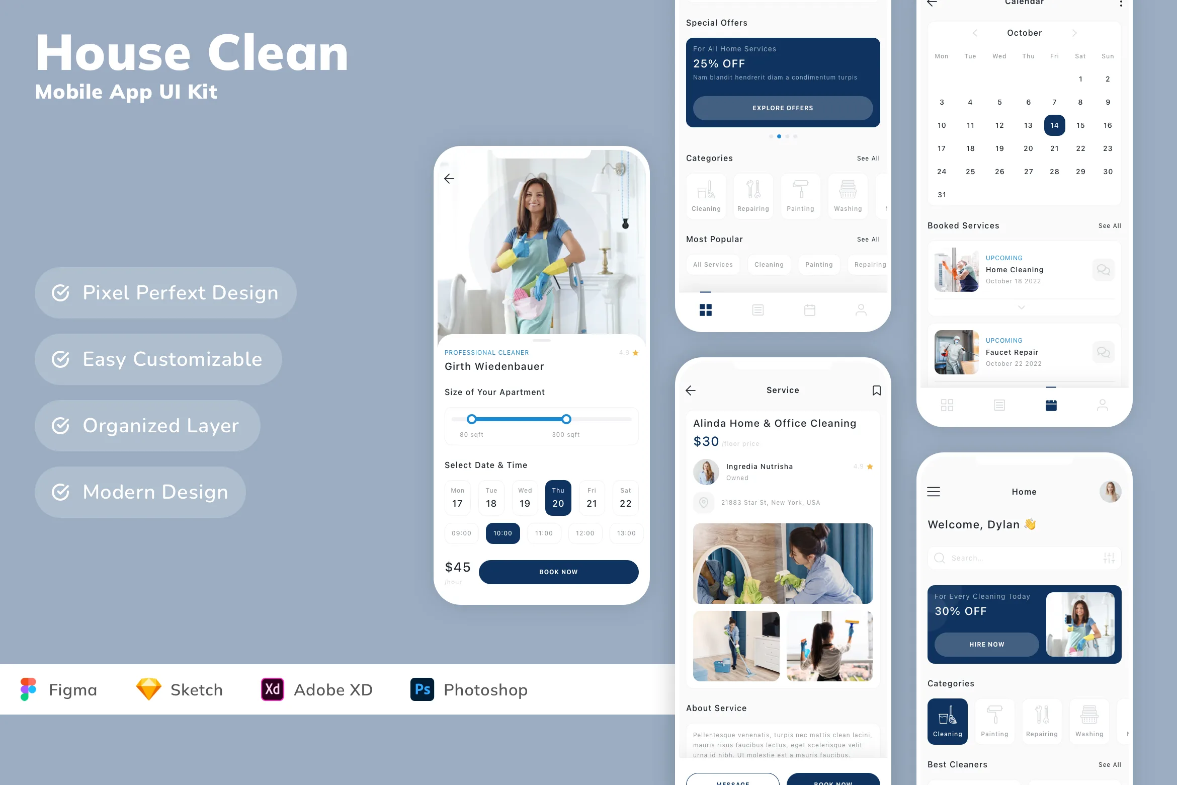 House Clean Mobile App UI Kit