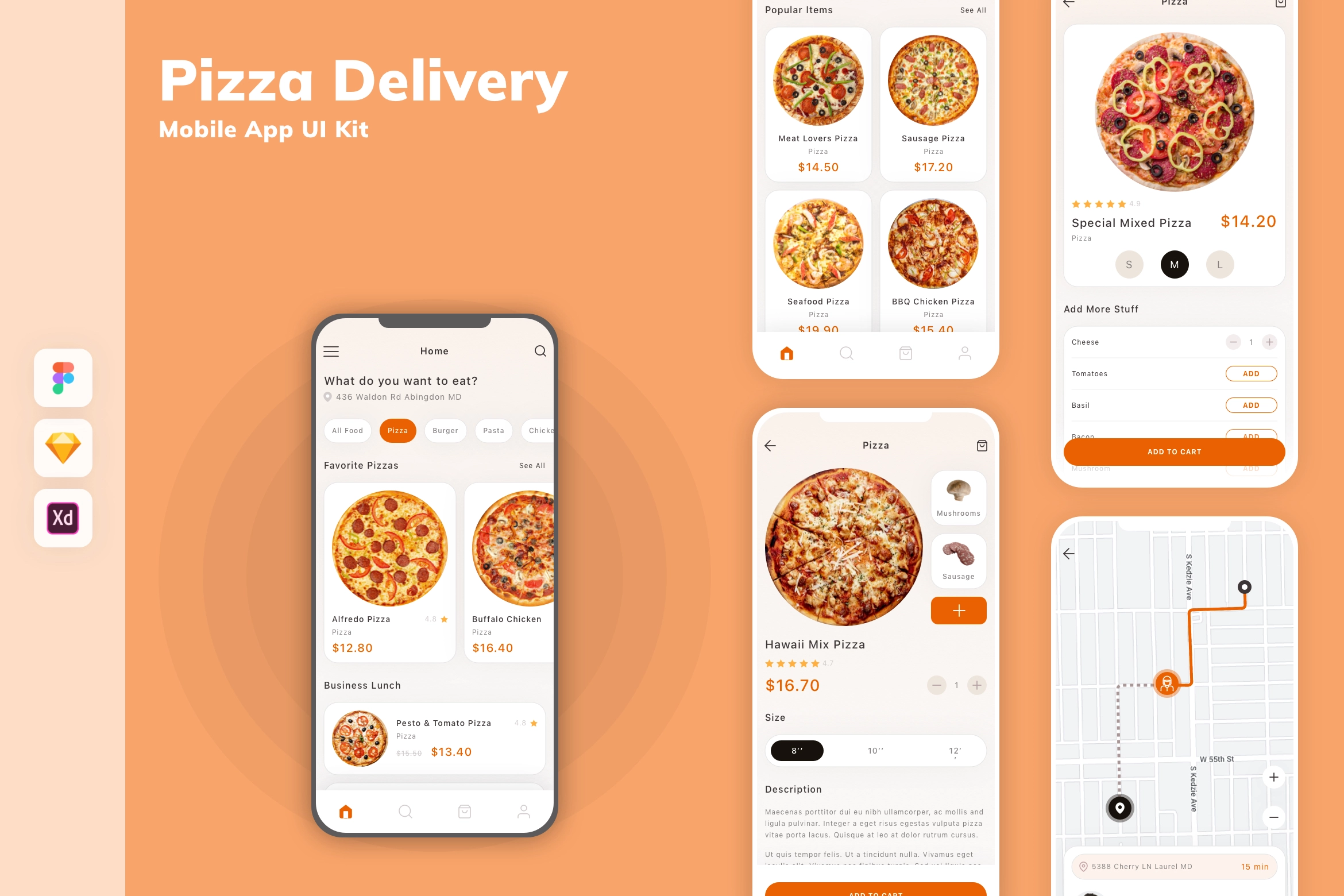Pizza Delivery Mobile App UI Kit