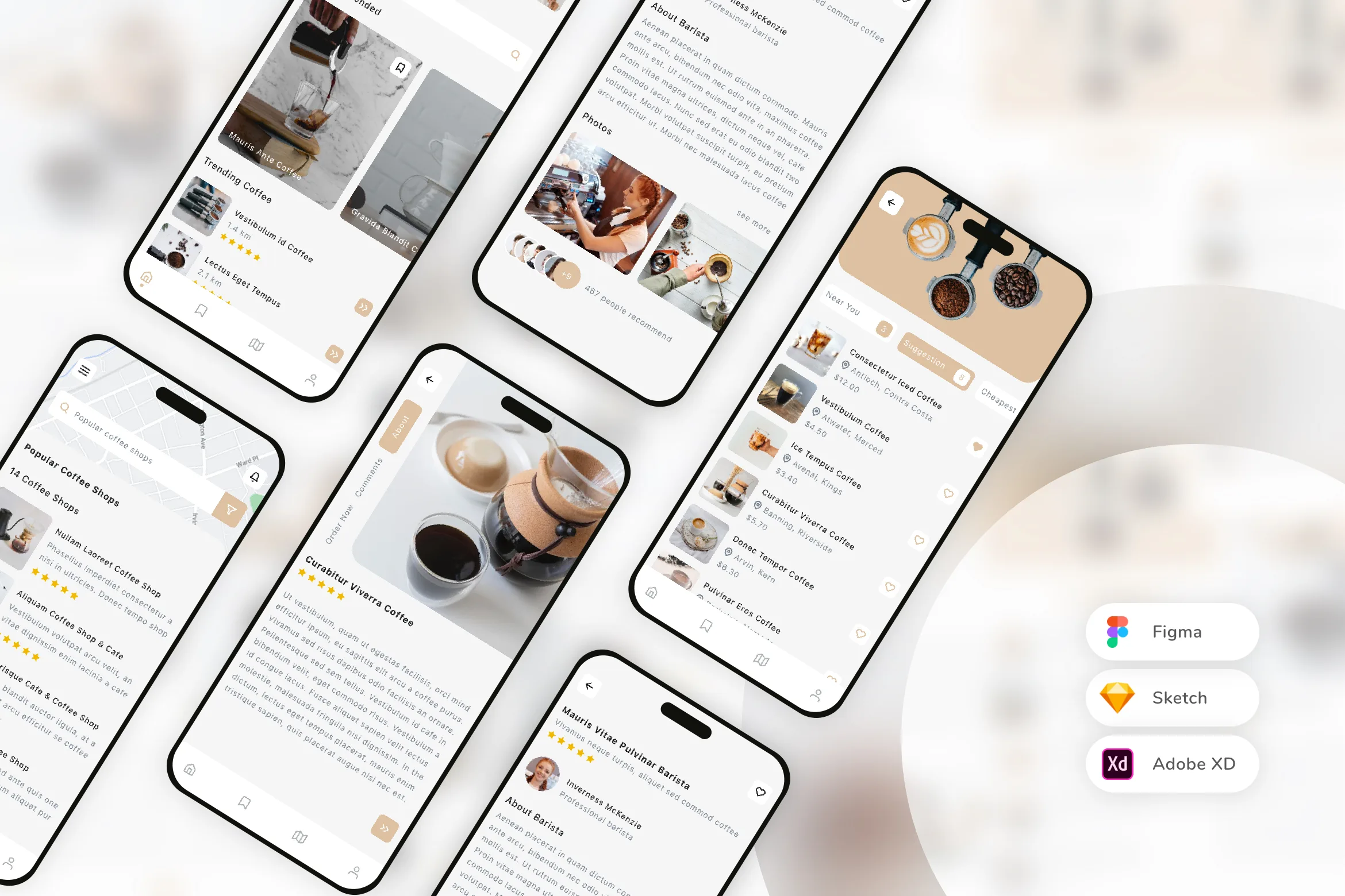 Barista & Coffee Shop Finder Mobile App UI Kit