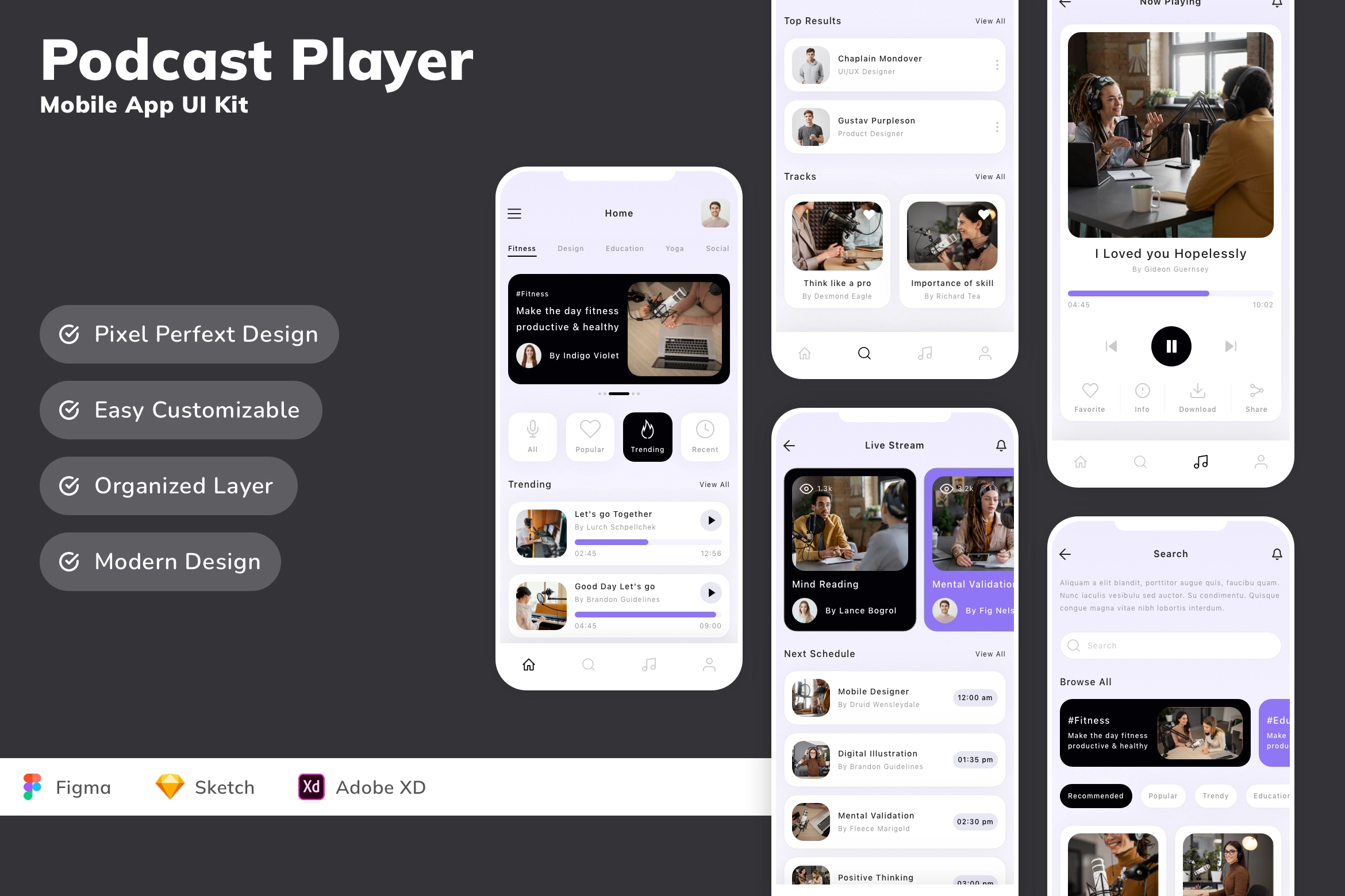 Podcast Player Mobile App UI Kit