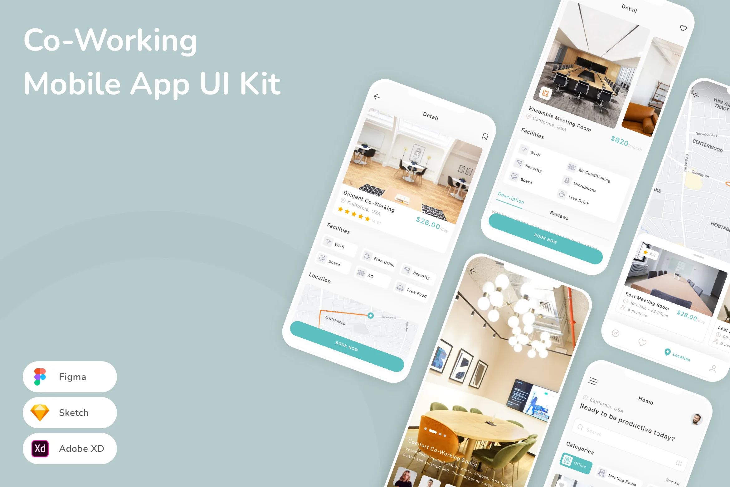 Co-Working Mobile App UI Kit