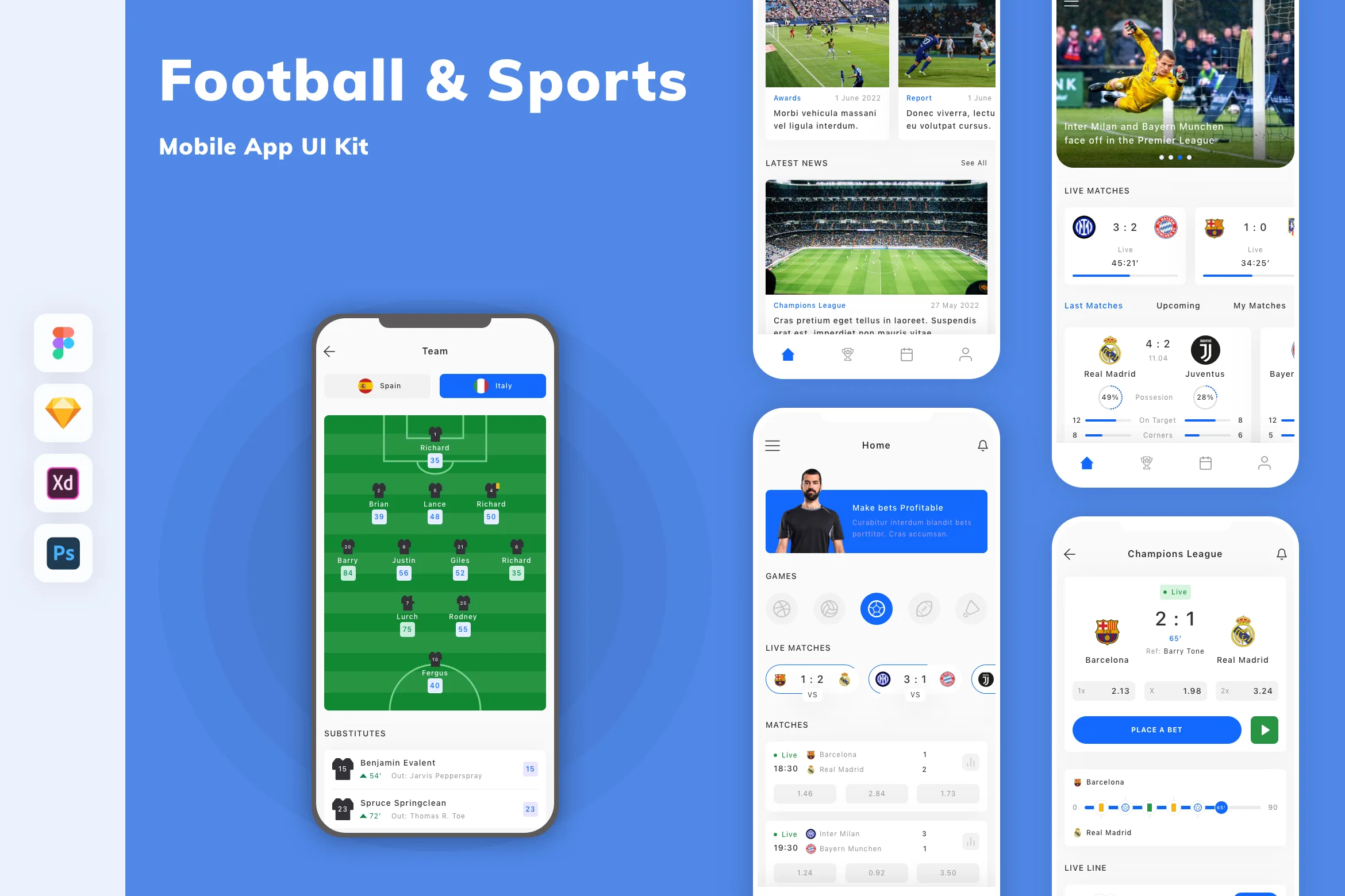 Football & Sports Mobile App UI Kit