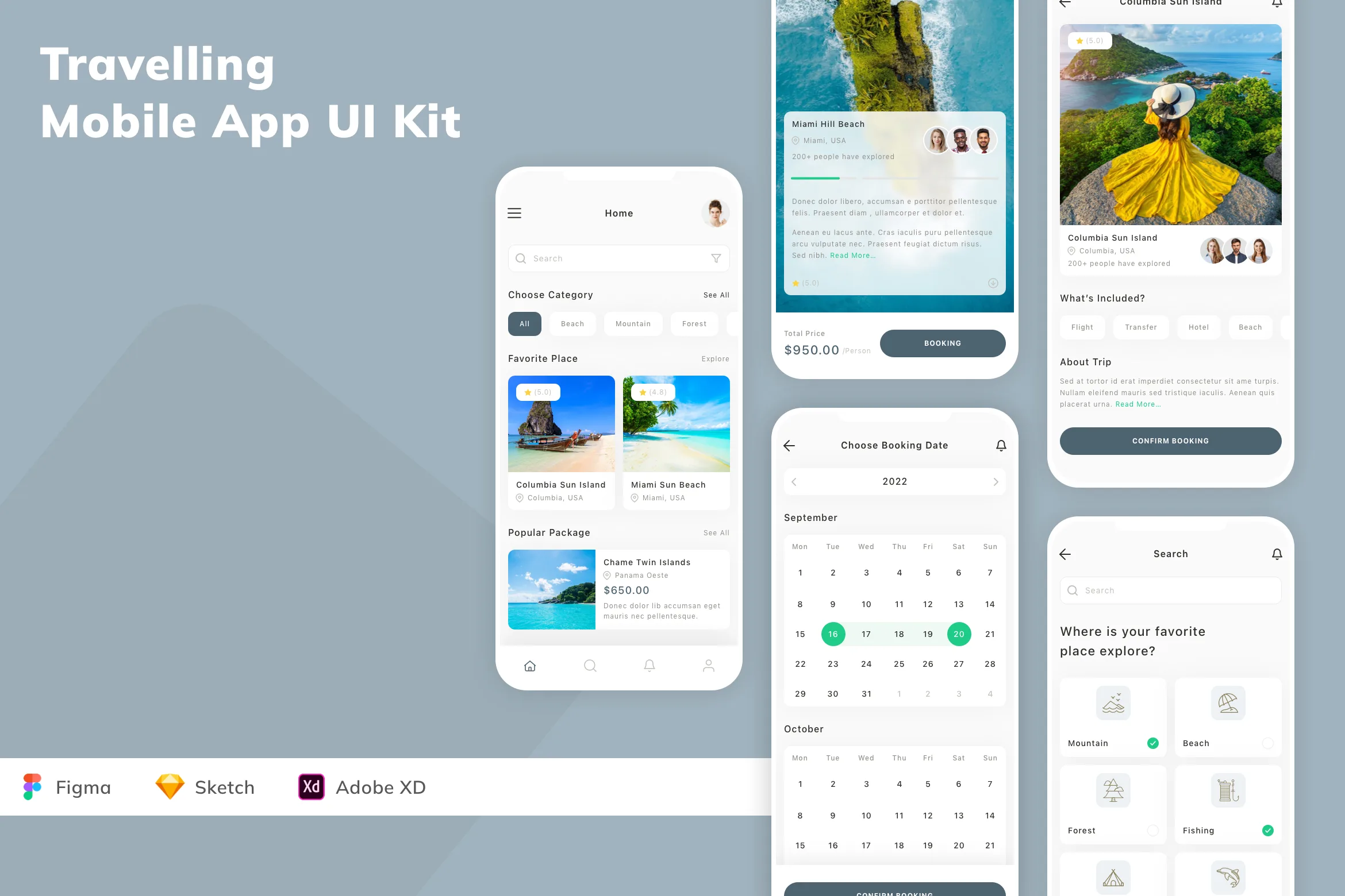 Travelling Mobile App UI Kit