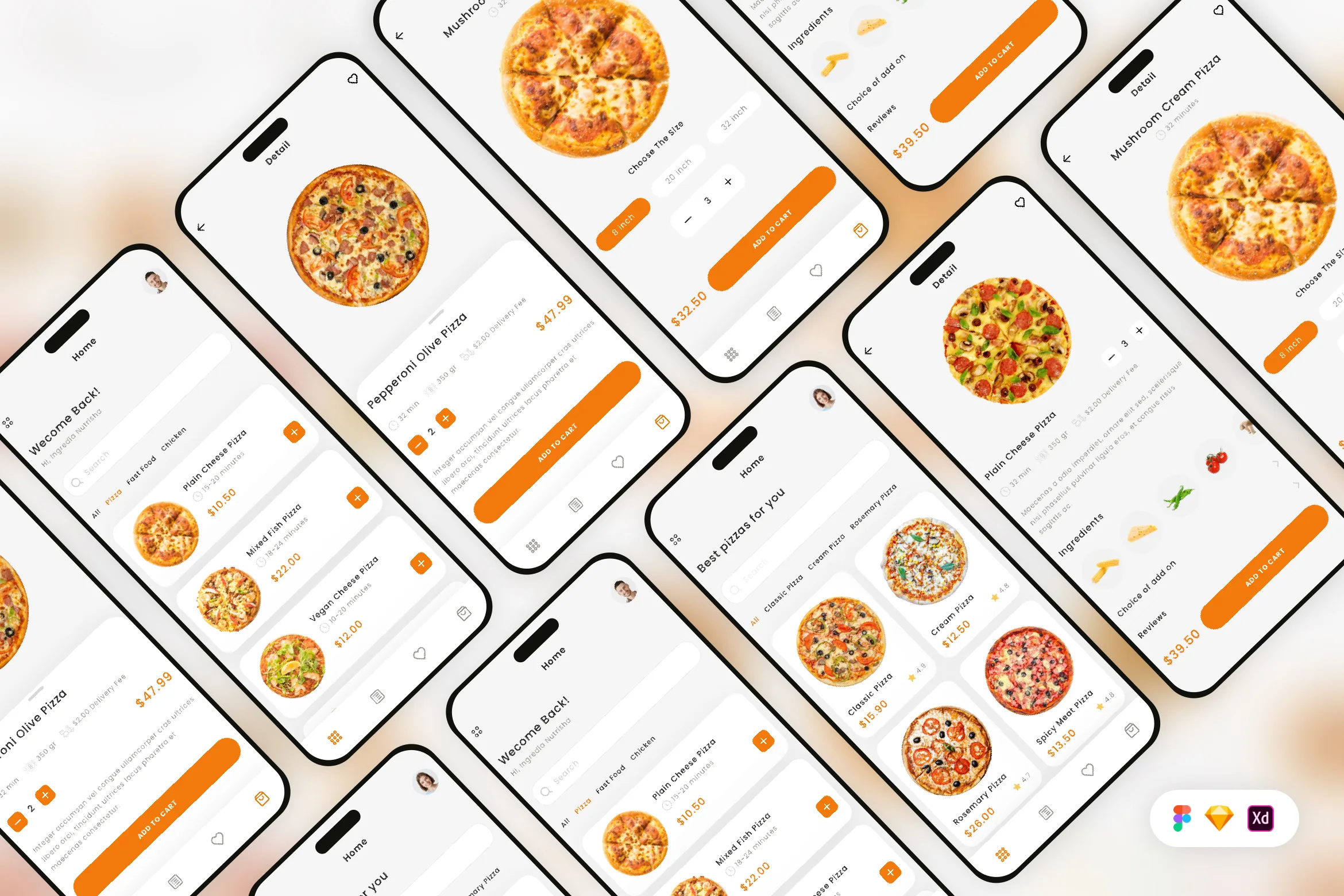 Pizza Delivery Mobile App UI Kit for Figma, Sketch & XD | UIworkshop