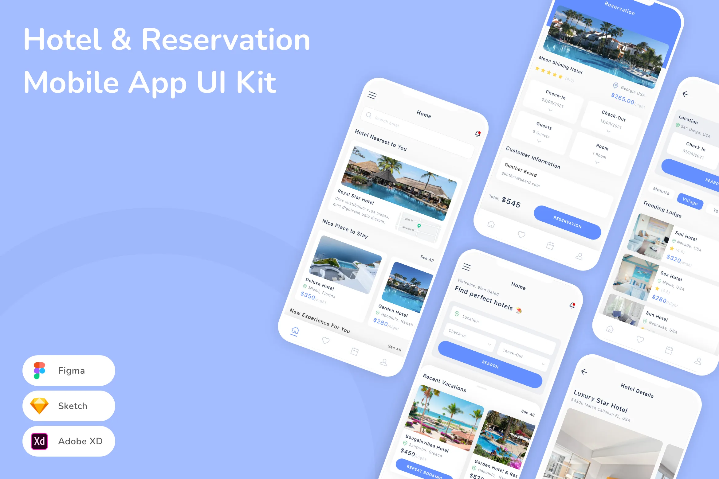 Hotel & Reservation Mobile App UI Kit