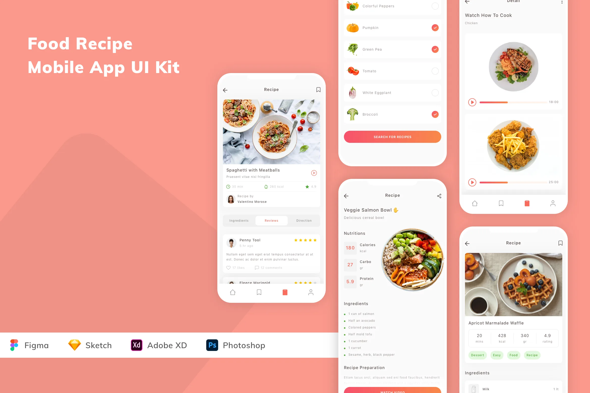Food Recipe Mobile App UI Kit