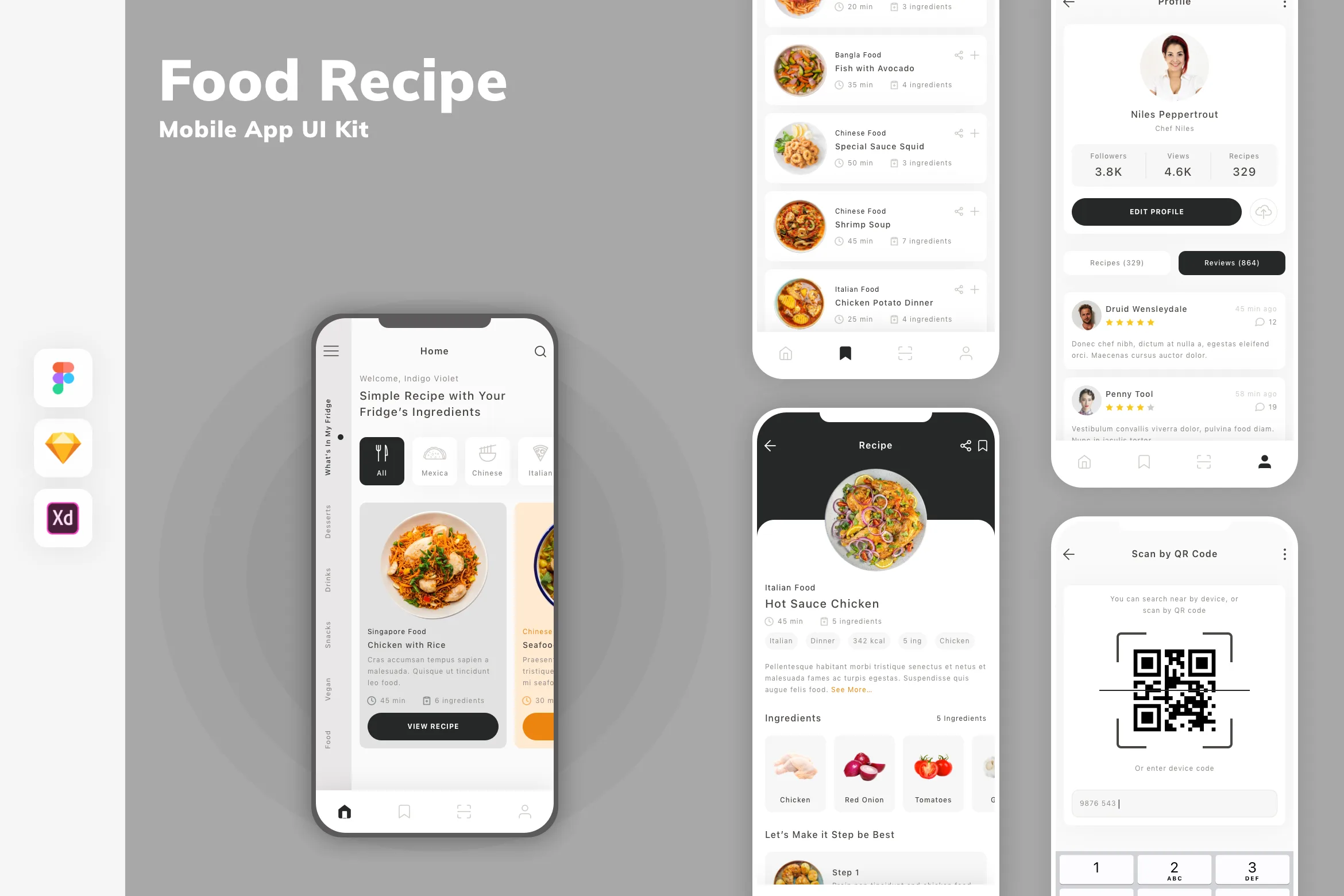Food Recipe Mobile App UI Kit