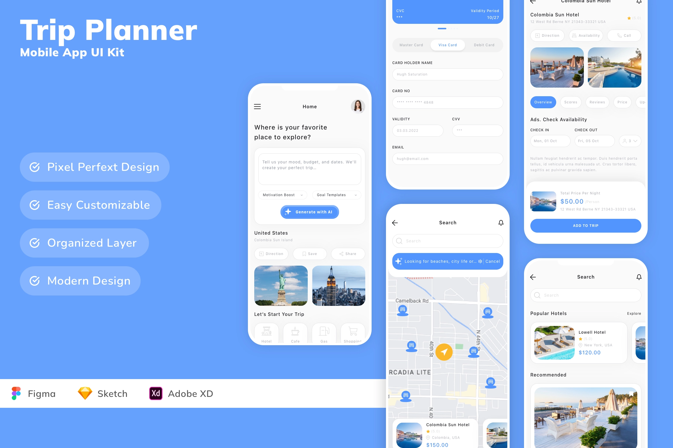 Trip Planner Mobile App UI Kit
