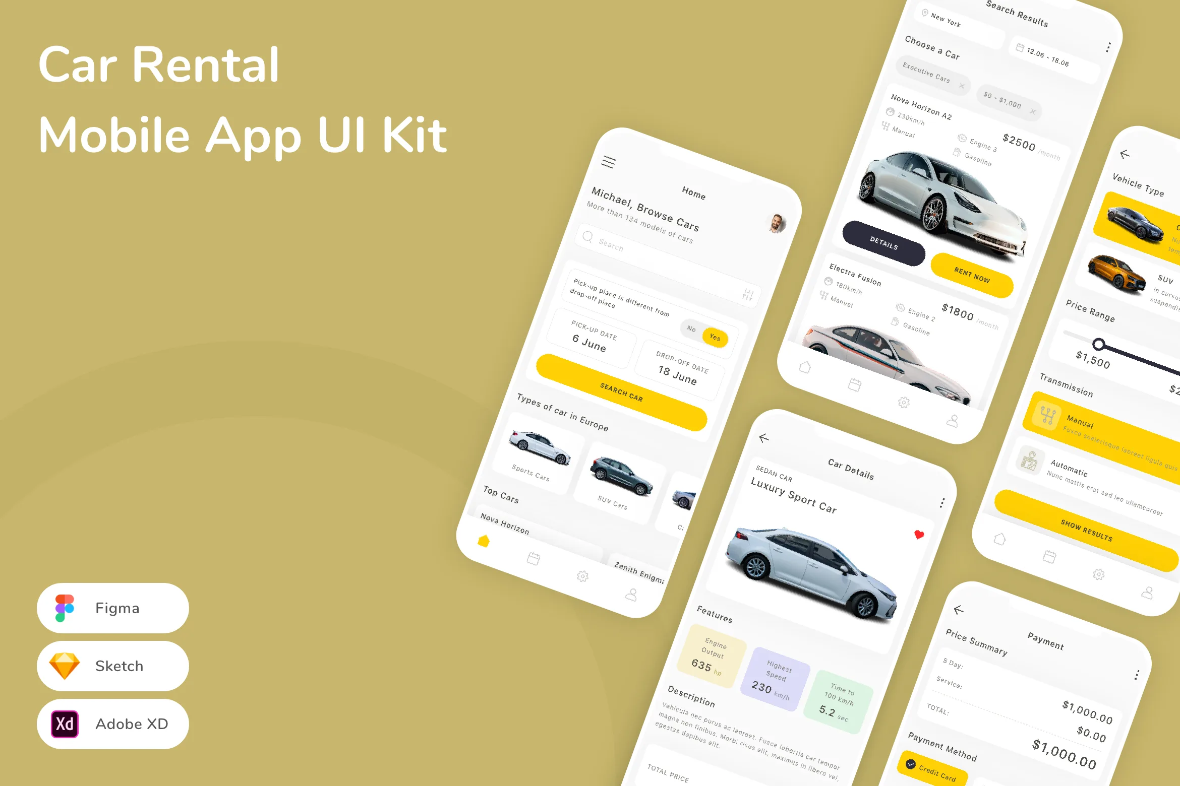 Car Rental Mobile App UI Kit