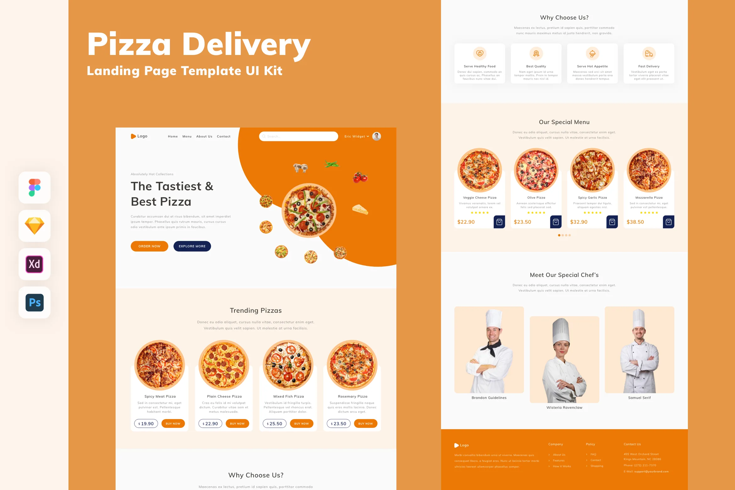 Pizza Delivery Landing Page Template UI Kit
