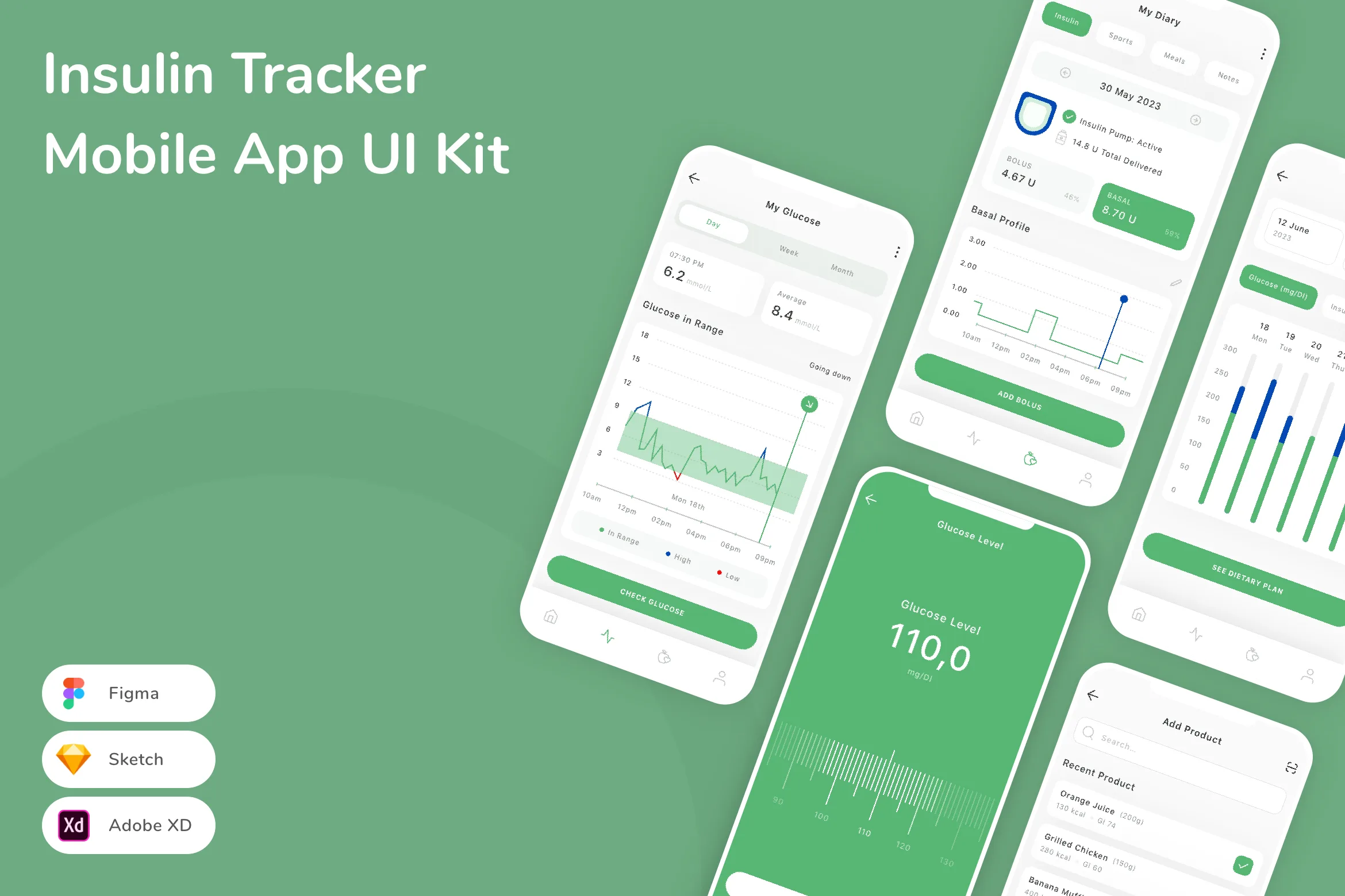 Insulin Tracker Mobile App UI Kit