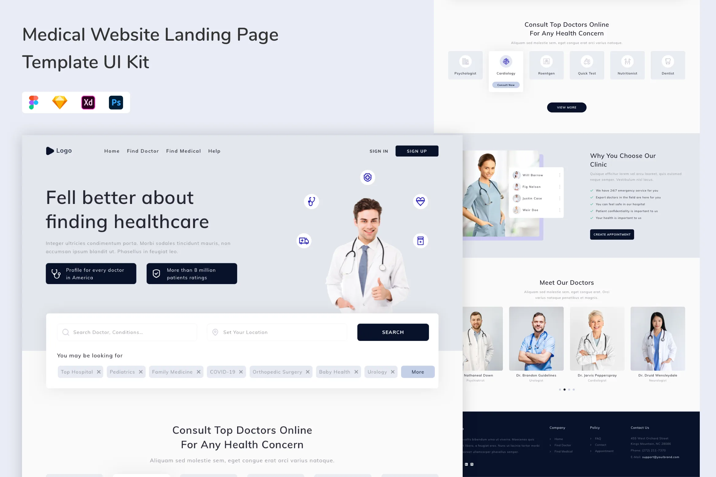 Medical Website Landing Page Template UI Kit