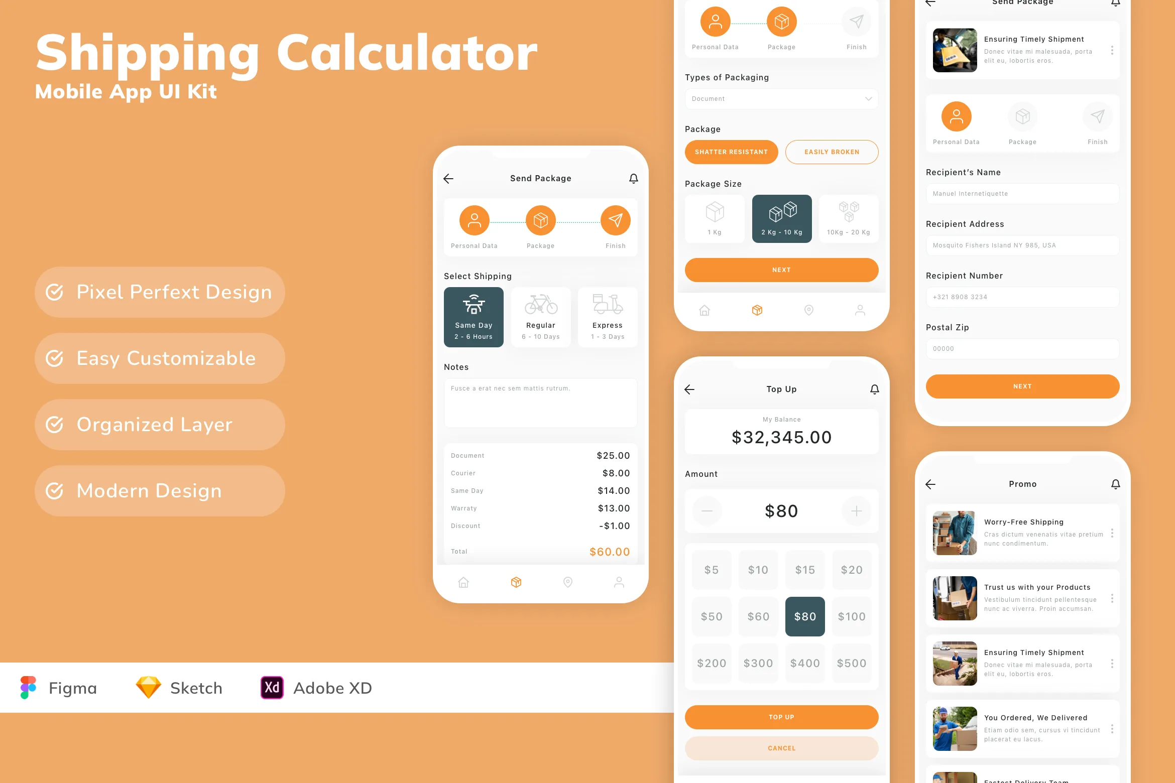 Shipping Calculator Mobile App UI Kit