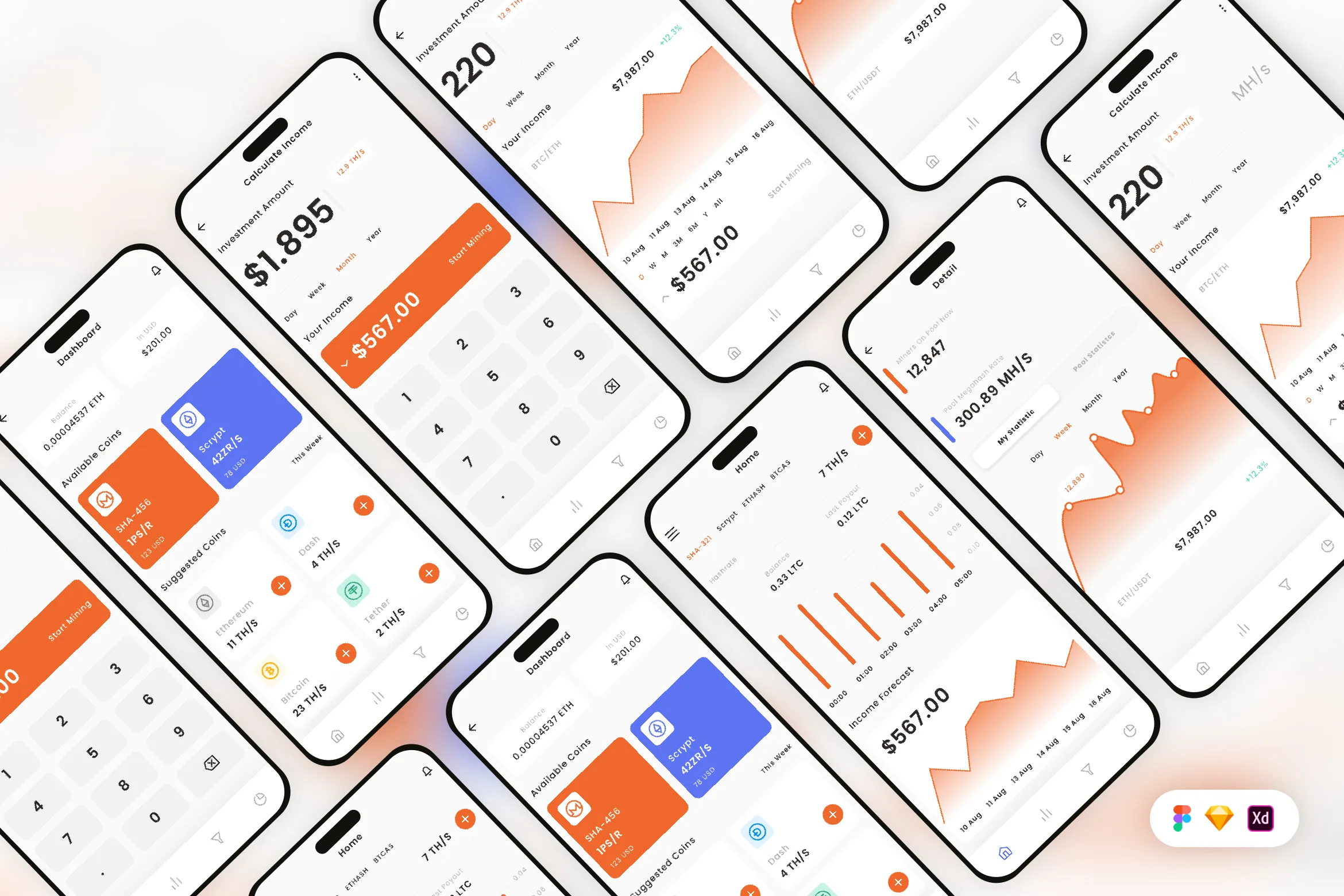 Cloud Mining & Calculator Mobile App UI Kit