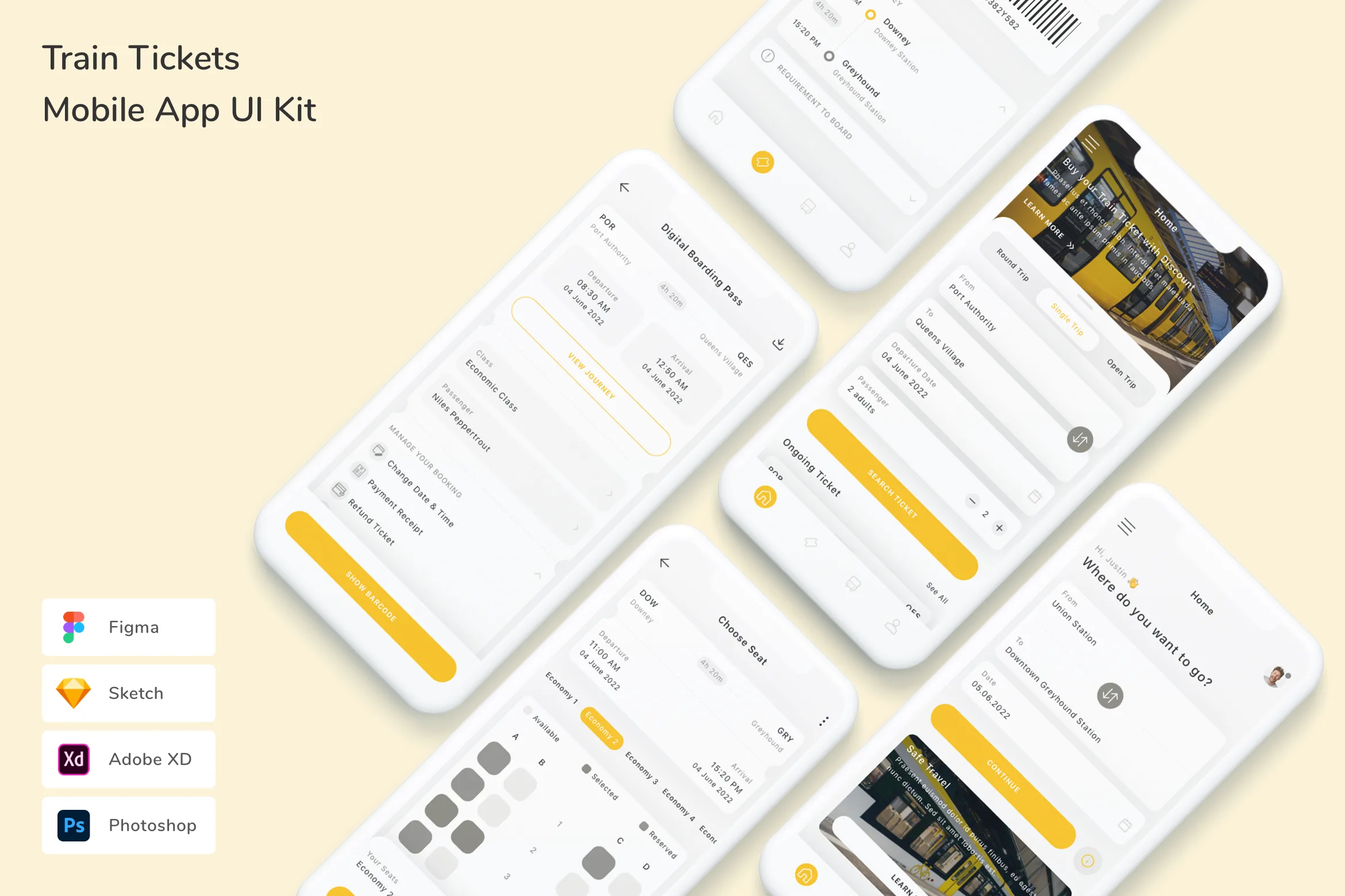 Train Tickets Mobile App UI Kit