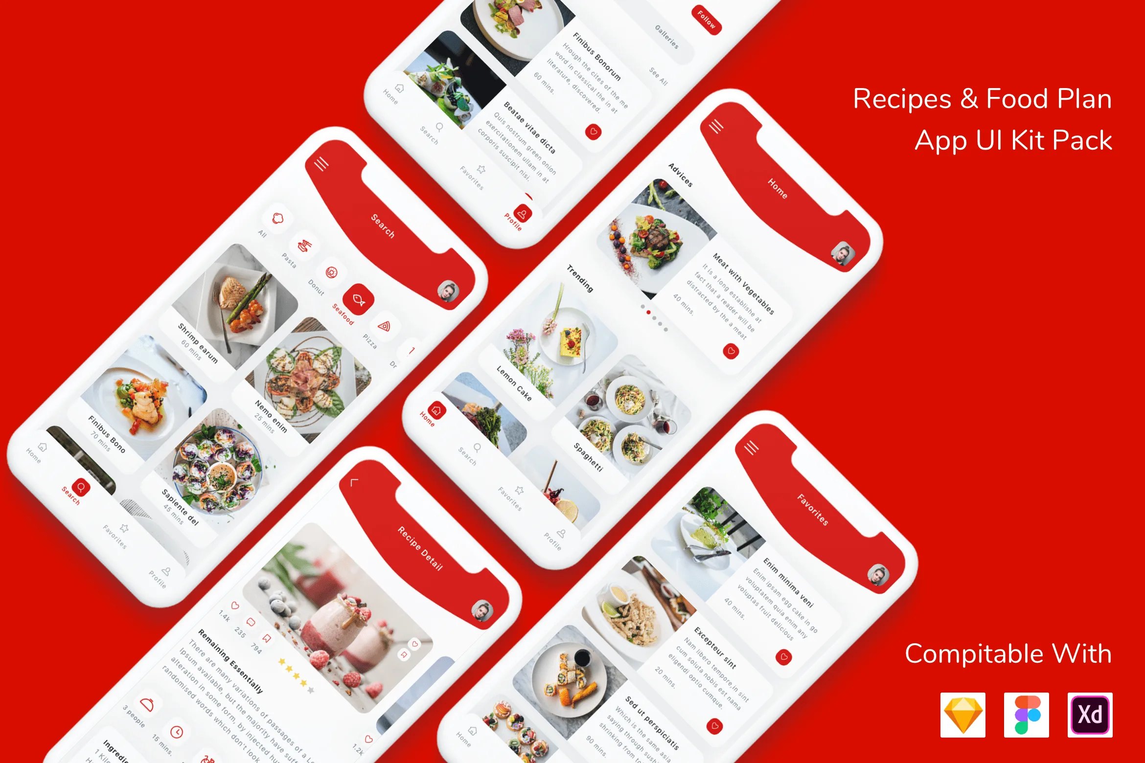 Food Recipes App UI Kit Pack