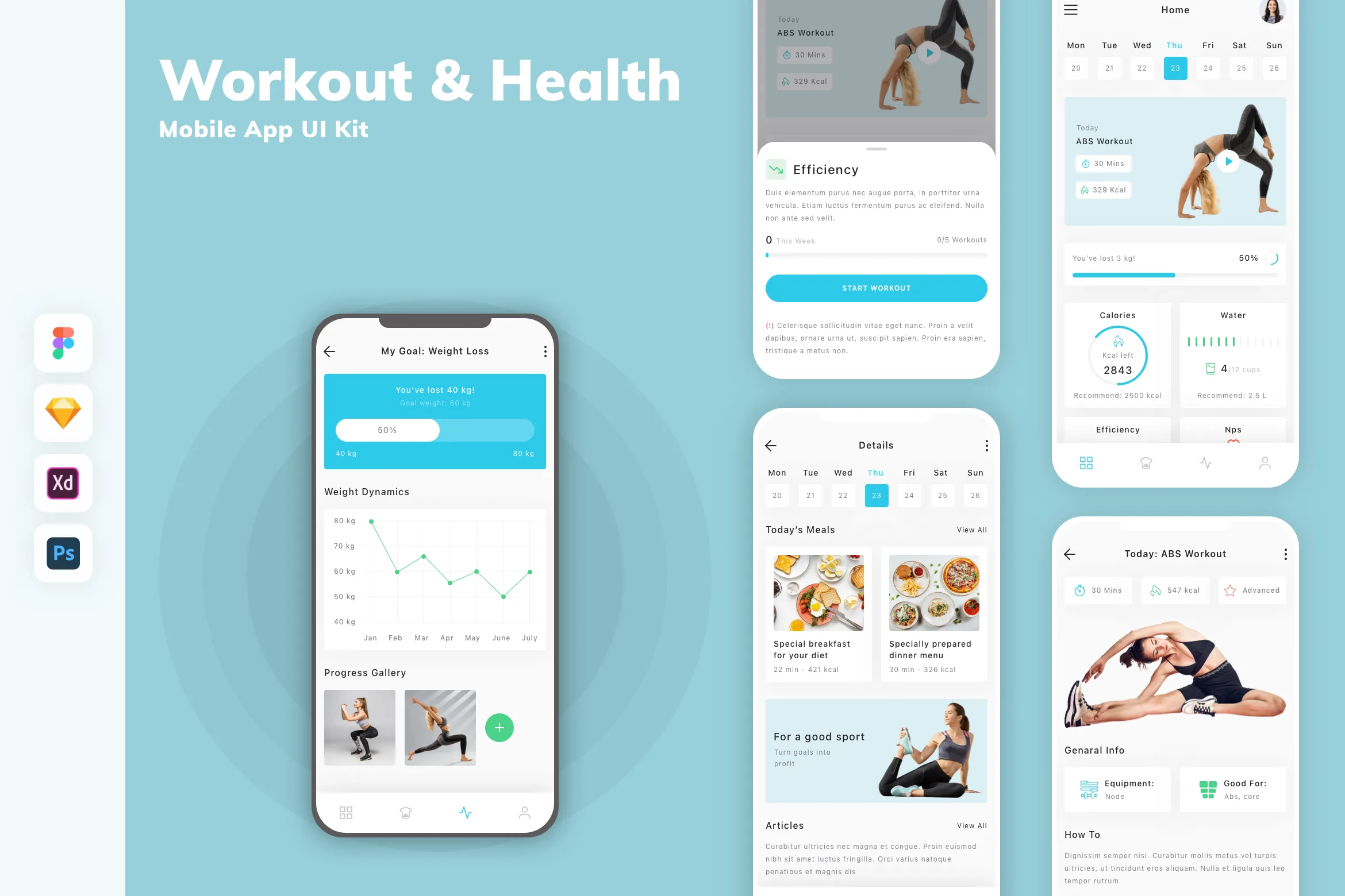 Workout & Health Mobile App UI Kit