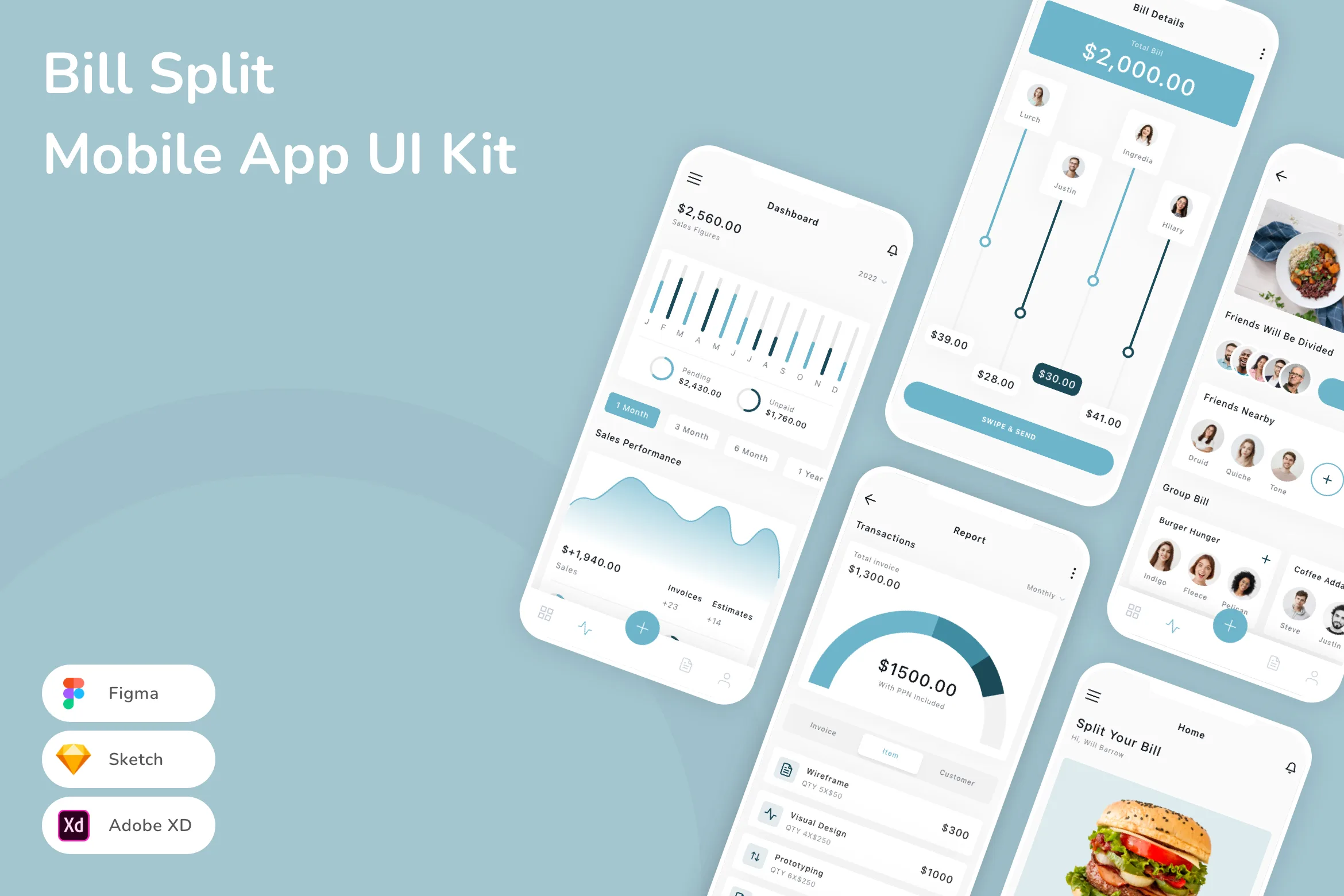 Bill Split Mobile App UI Kit
