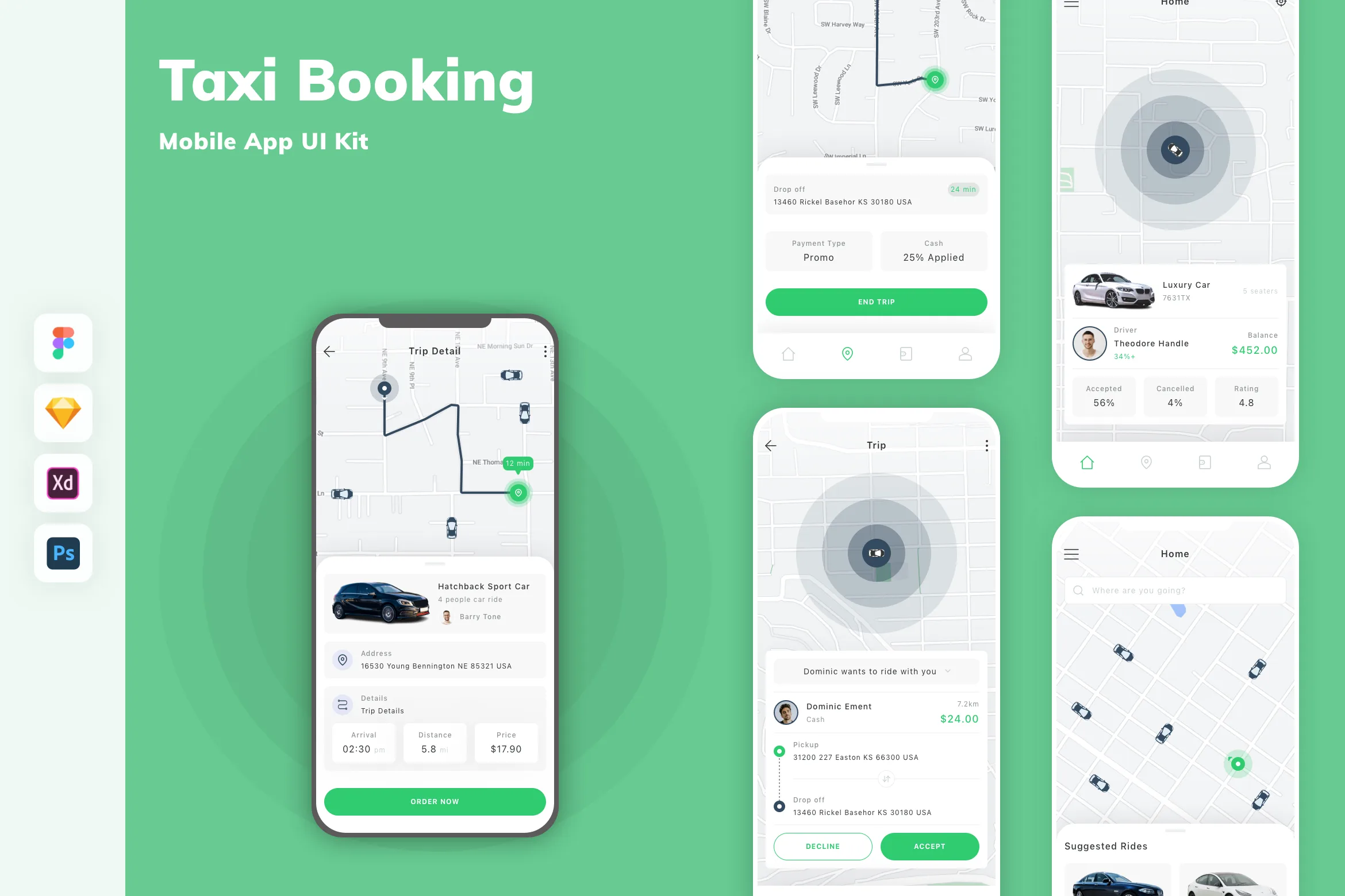 Taxi Booking Mobile App UI Kit