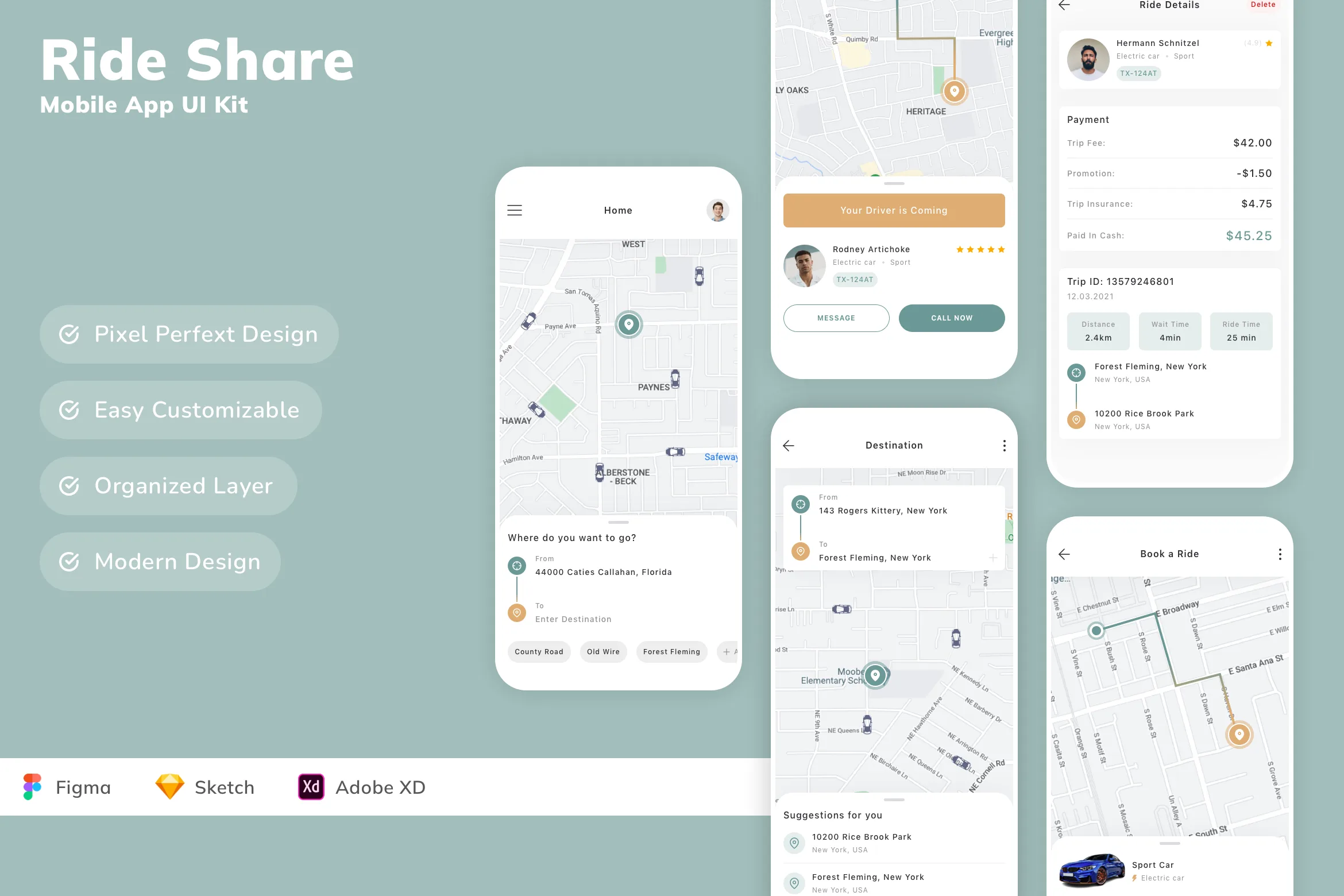 Ride Share Mobile App UI Kit