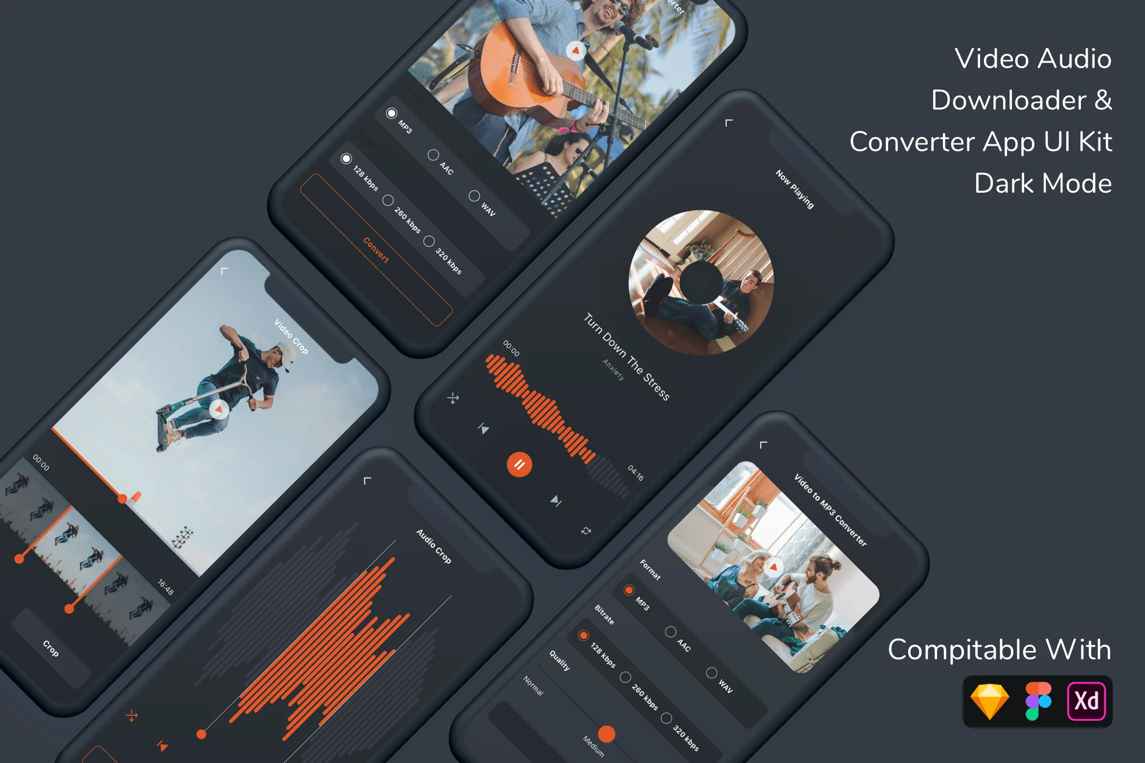 Video Audio Downloader & Converter App UI Kit Dark Mode