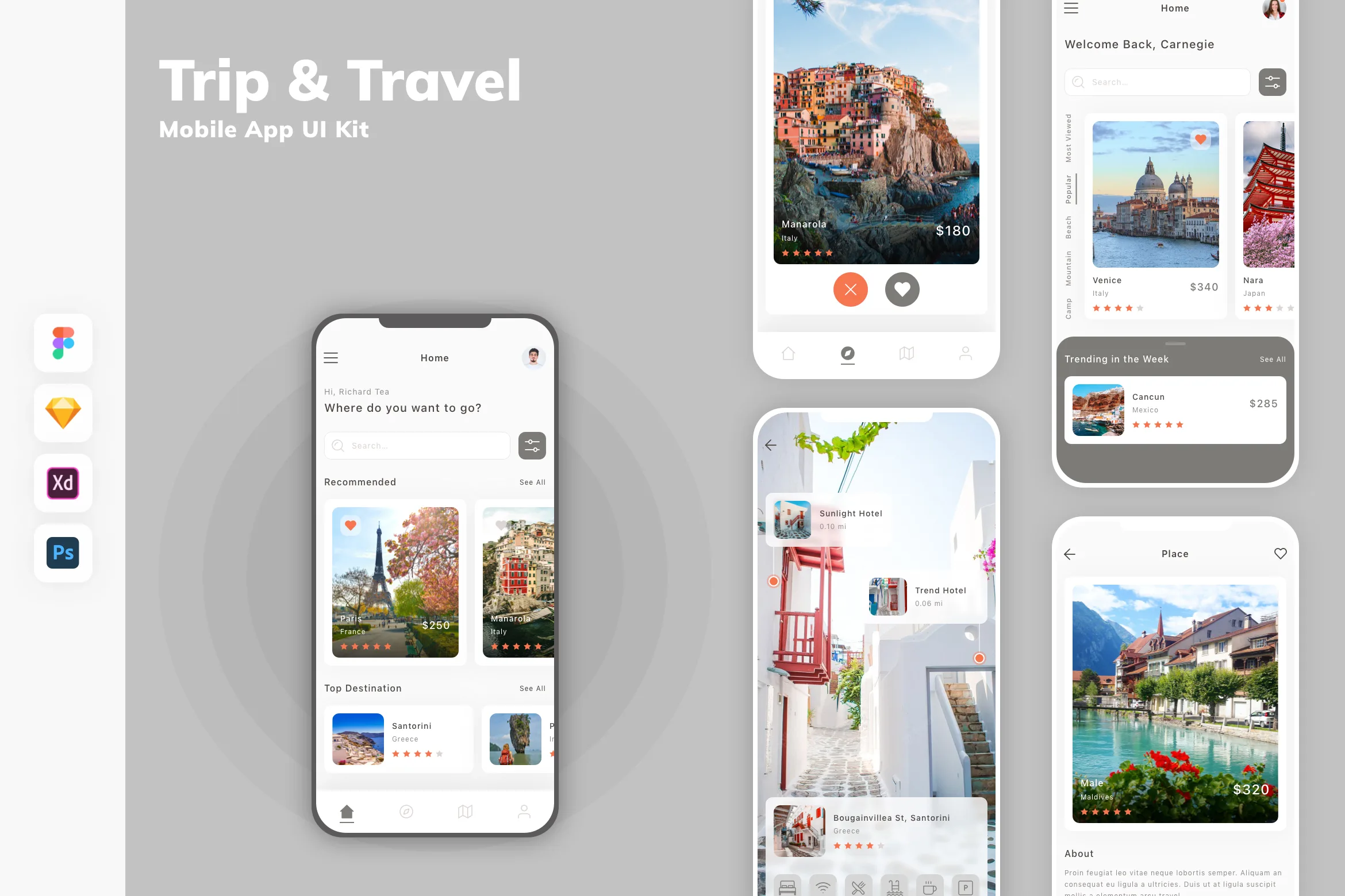Trip & Travel Mobile App UI Kit