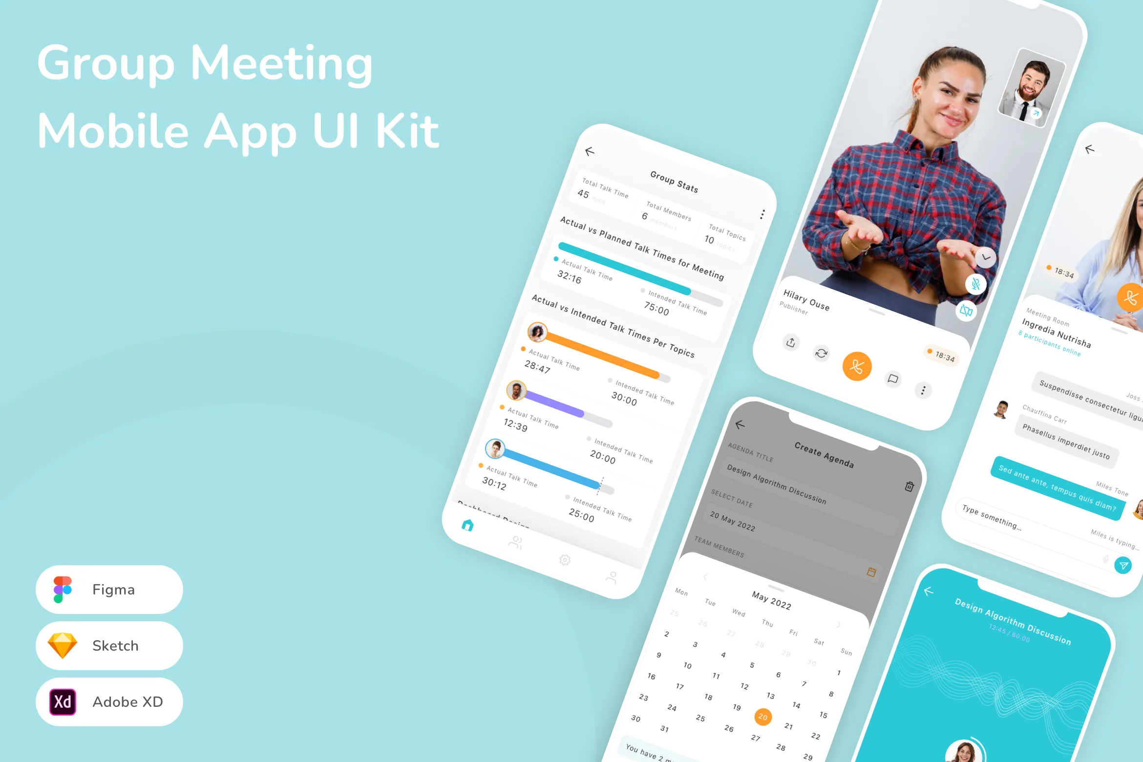 Groupcard Ui Group Meeting Mobile App UI Kit for Figma, Sketch & XD | UIworkshop