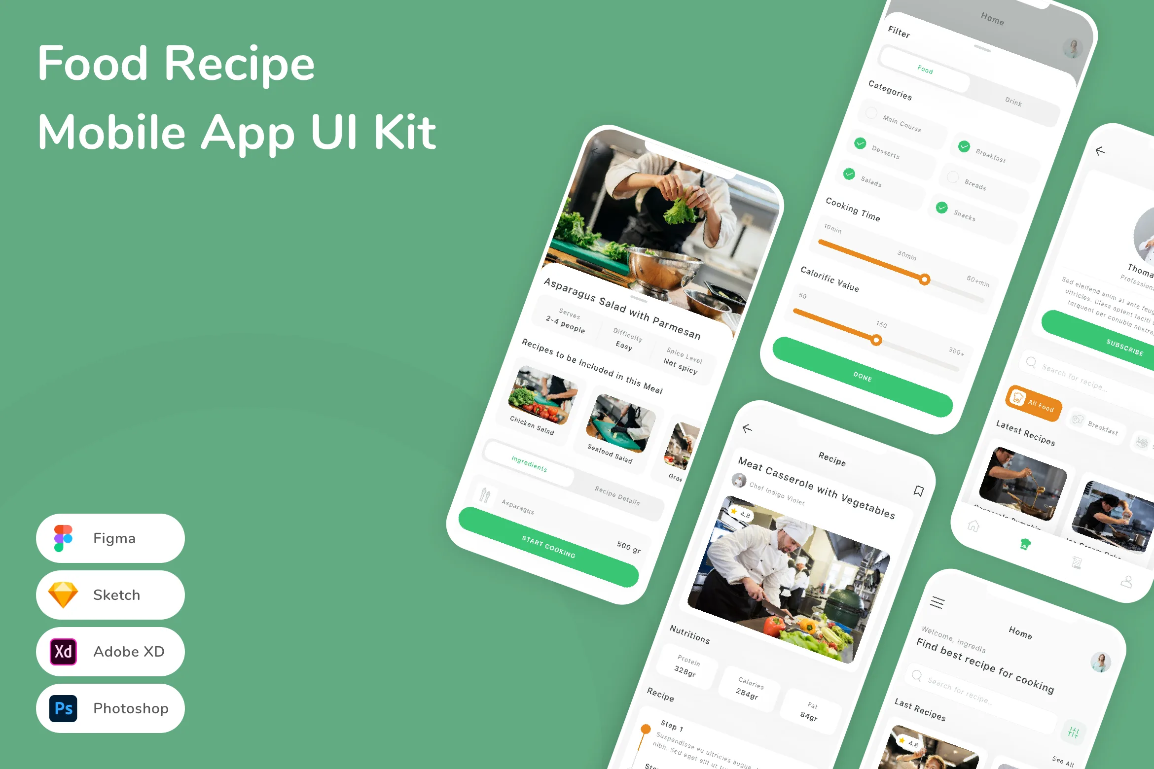 Food Recipe Mobile App UI Kit