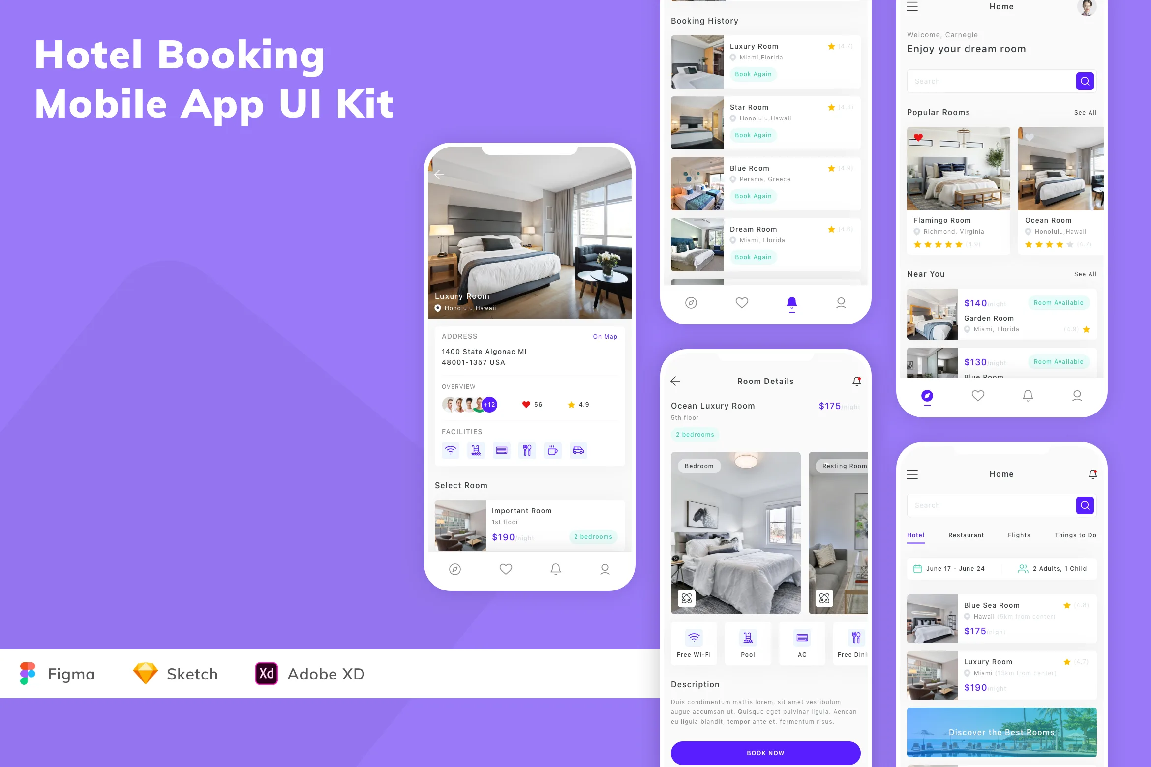 Hotel Booking Mobile App UI Kit