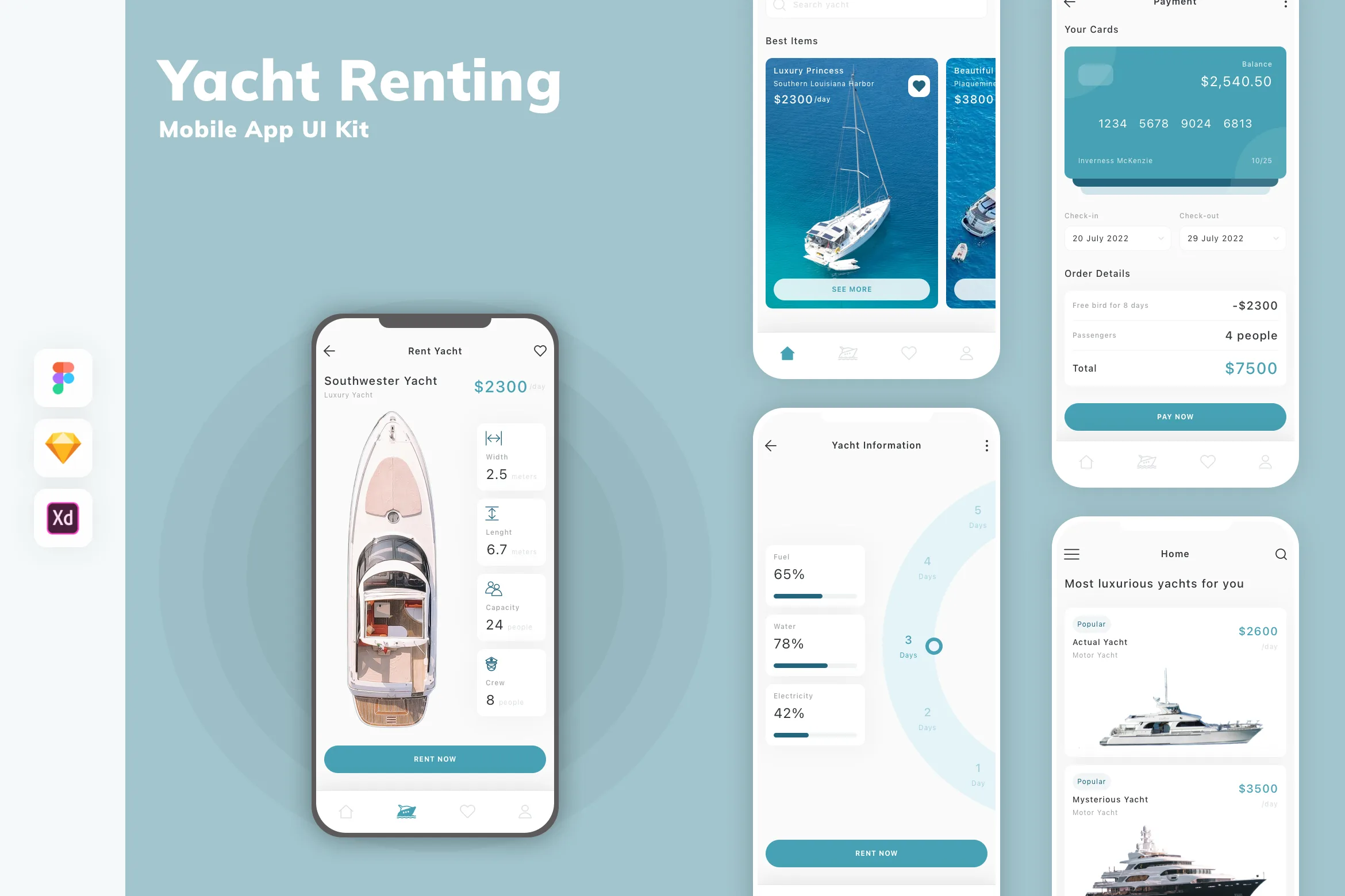 Yacht Renting Mobile App UI Kit