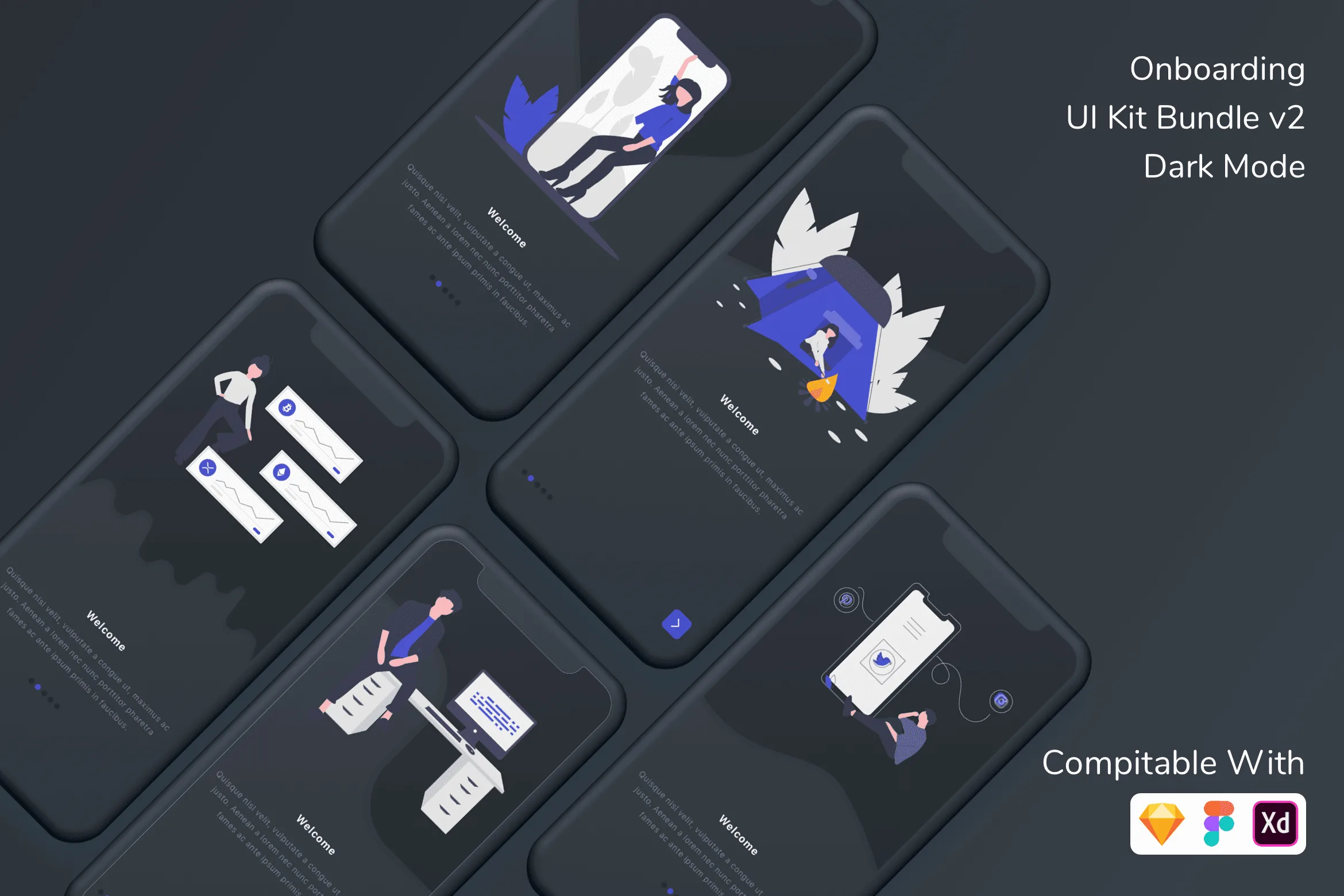 Onboarding UI Kit Bundle v2 Dark Mode