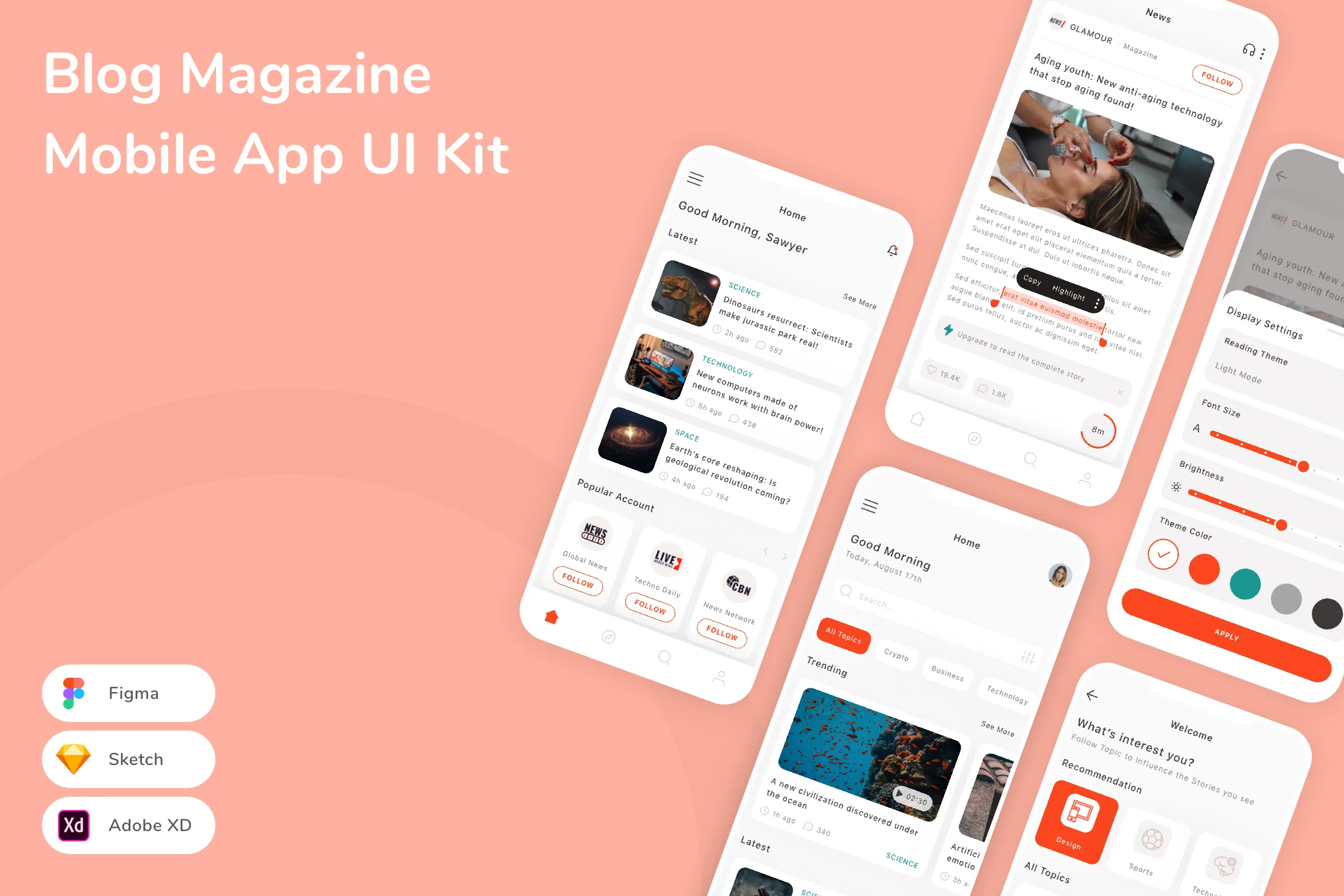 Blog Magazine Mobile App UI Kit
