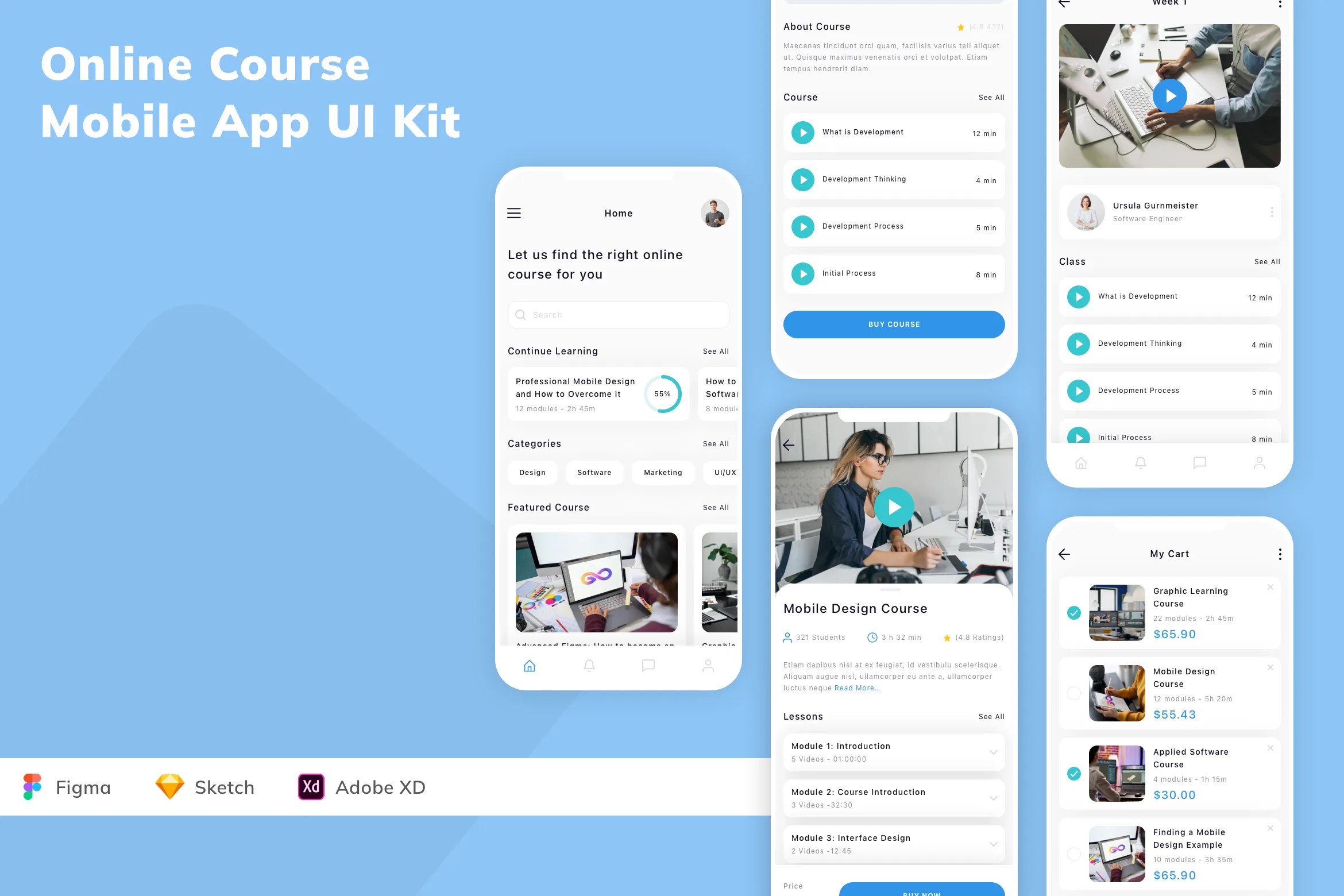 Online Course Mobile App UI Kit