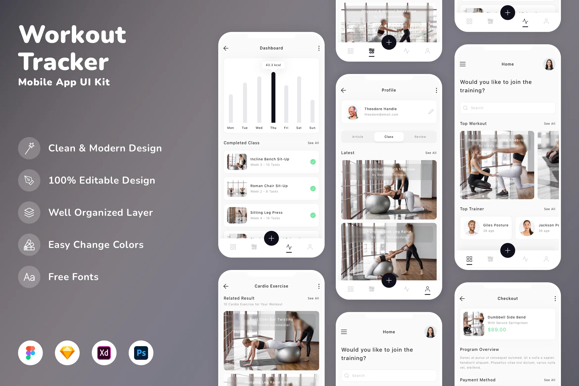 Workout Tracker Mobile App UI Kit