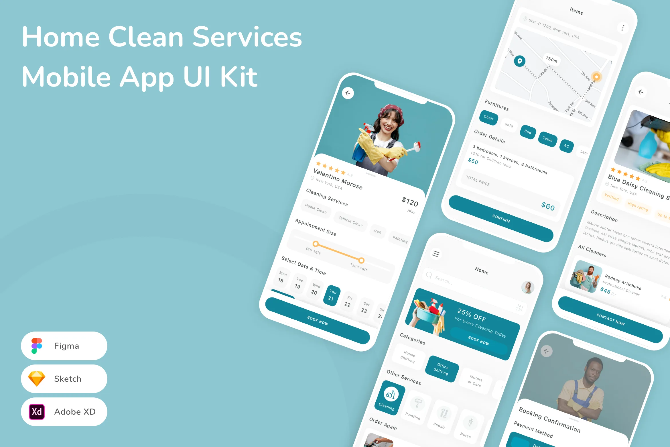 Home Clean Services Mobile App UI Kit