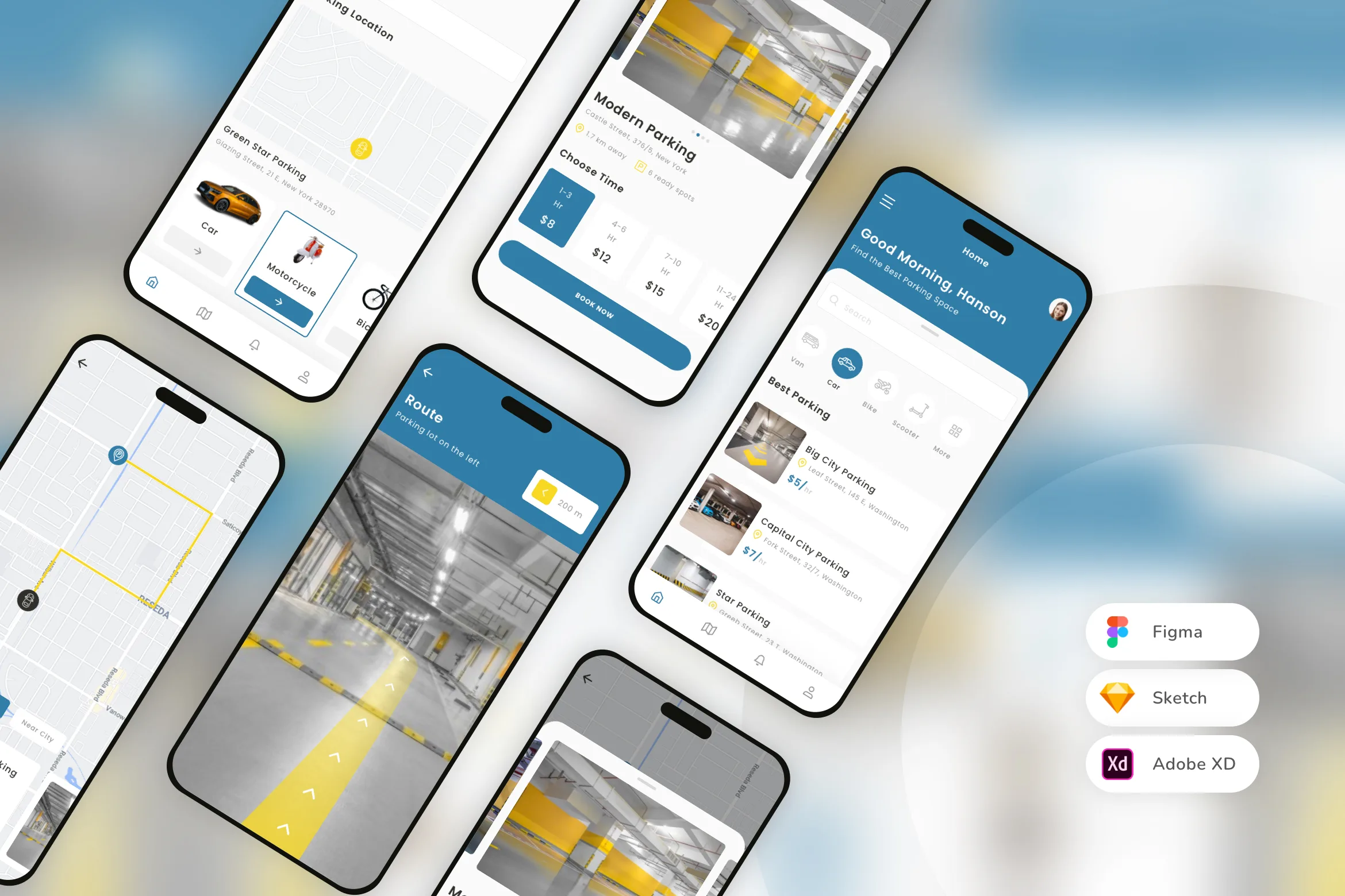 Find Parking Space Mobile App UI Kit