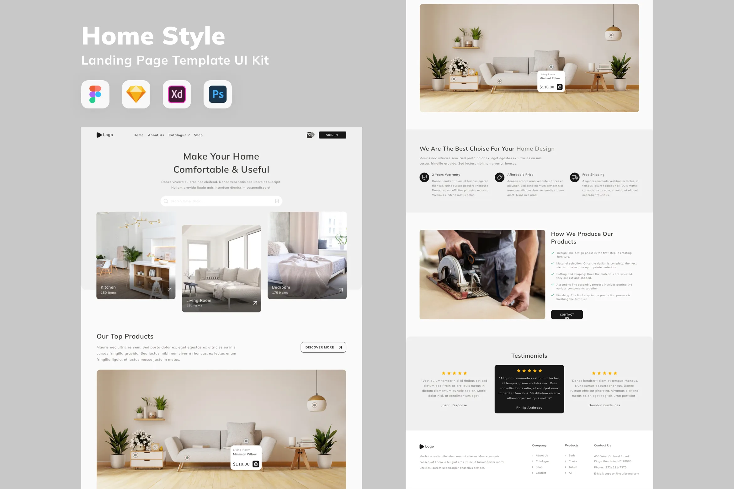 Home Style Landing Page Template UI Kit