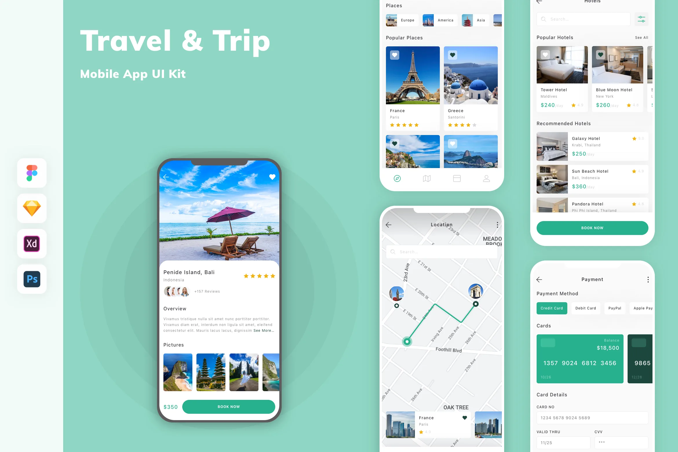 Travel & Trip Mobile App UI Kit