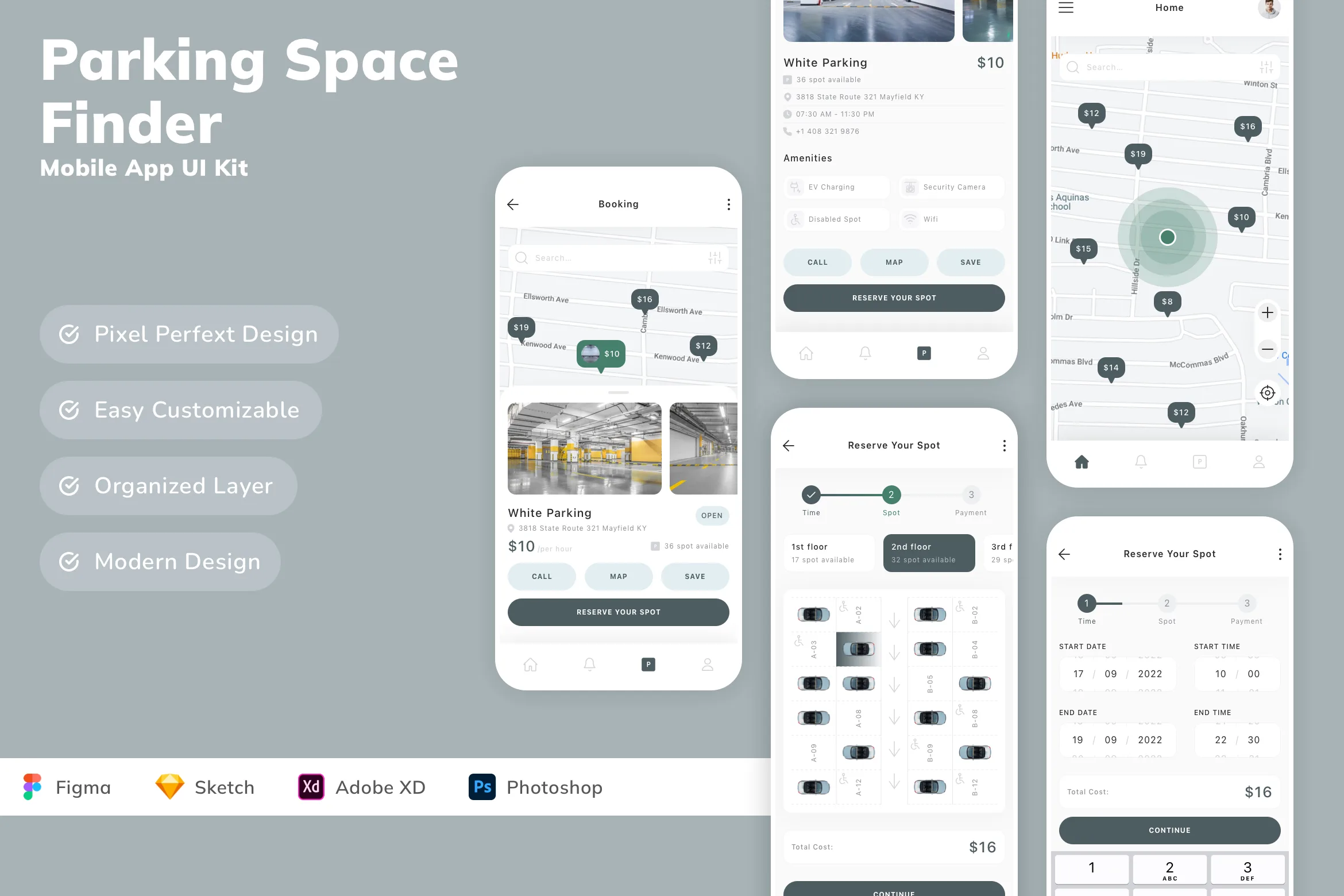 Parking Space Finder Mobile App UI Kit