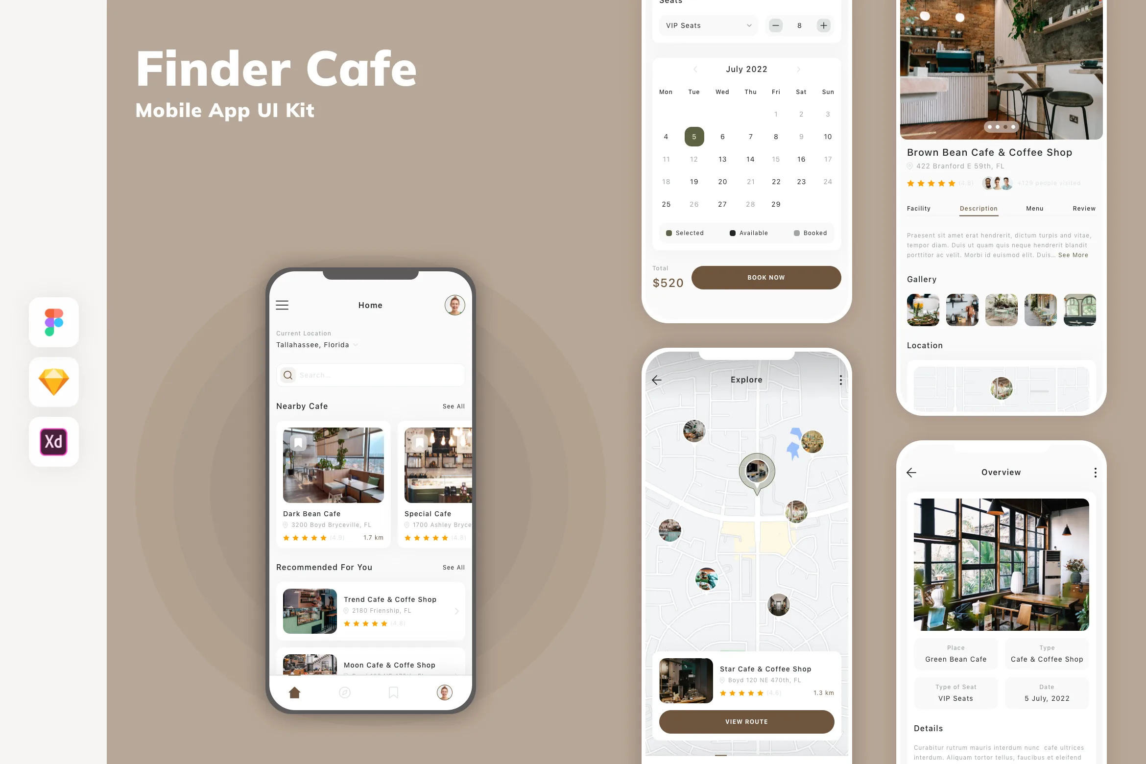 Finder Cafe Mobile App UI Kit