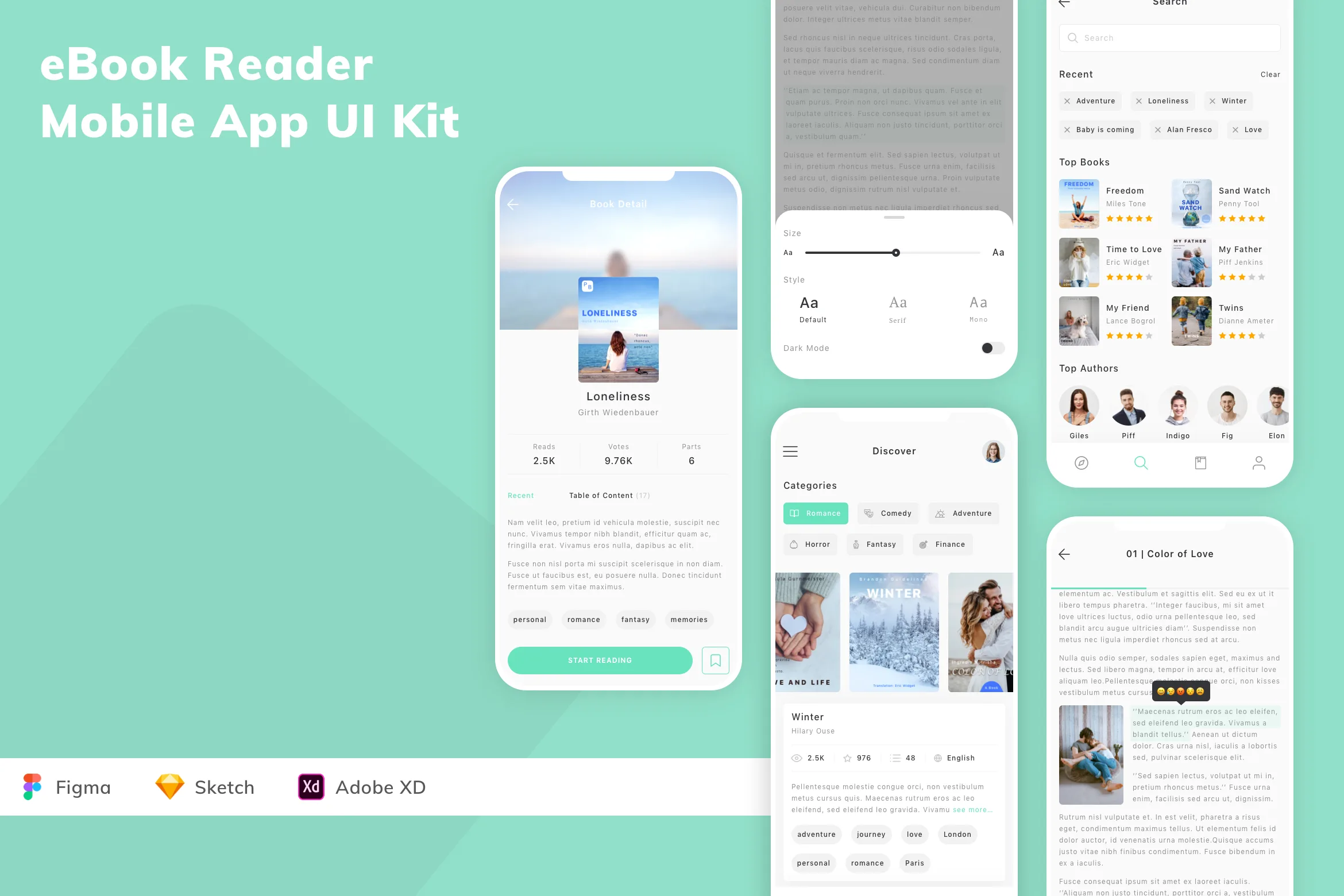 eBook Reader Mobile App UI Kit
