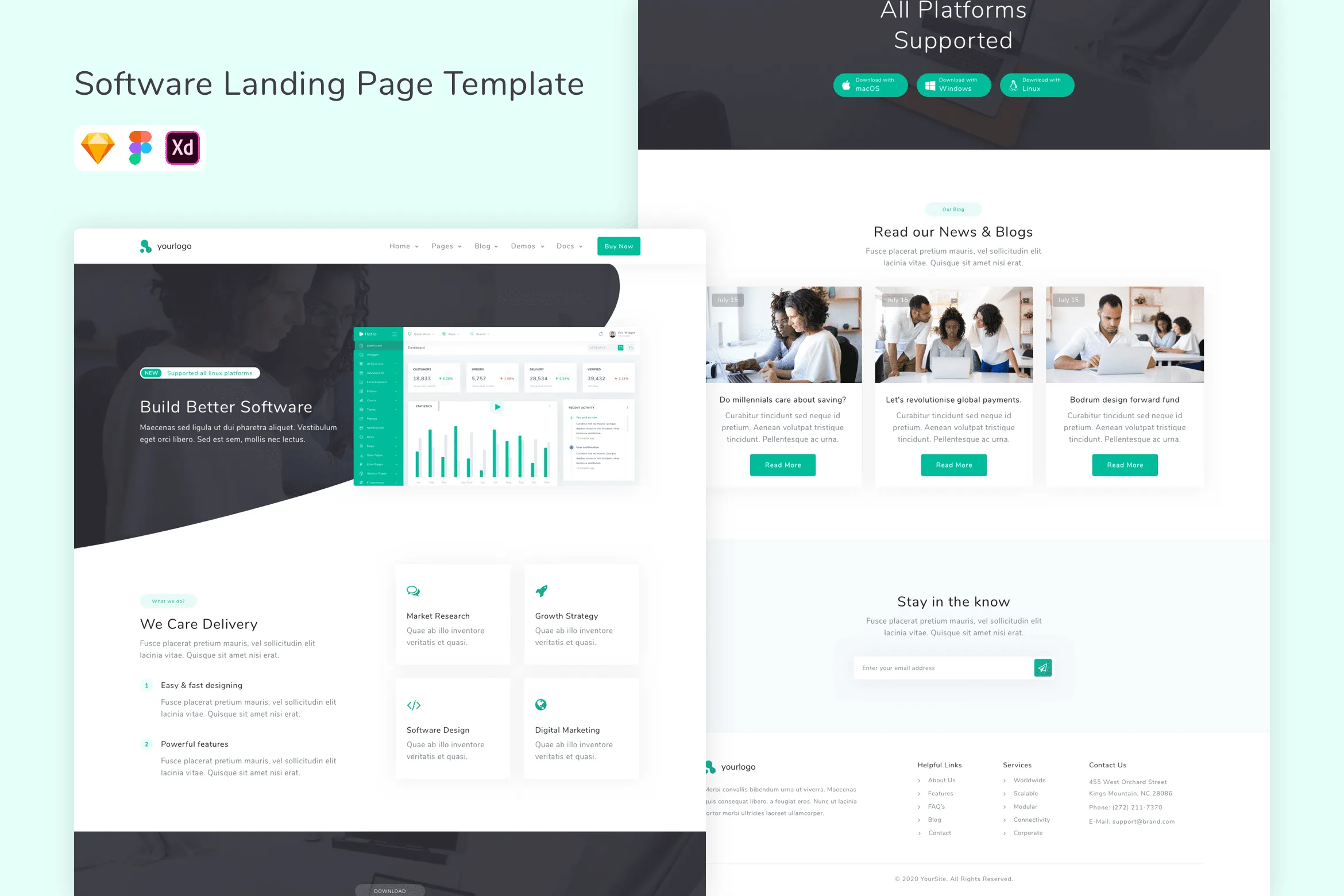 Software Landing Page Template for Figma, Sketch & XD | UIworkshop
