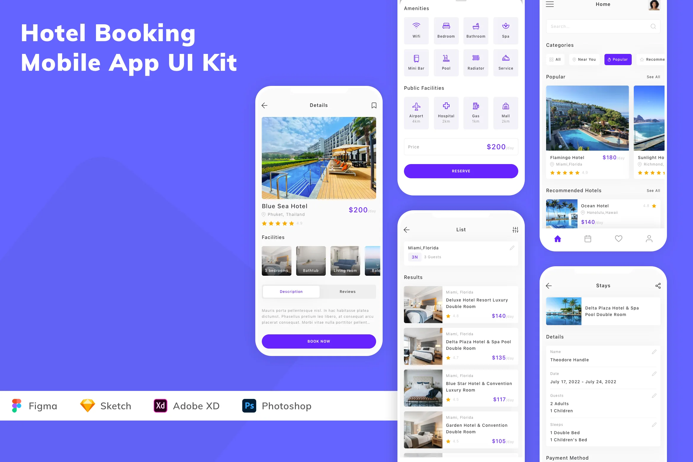 Hotel Booking Mobile App UI Kit
