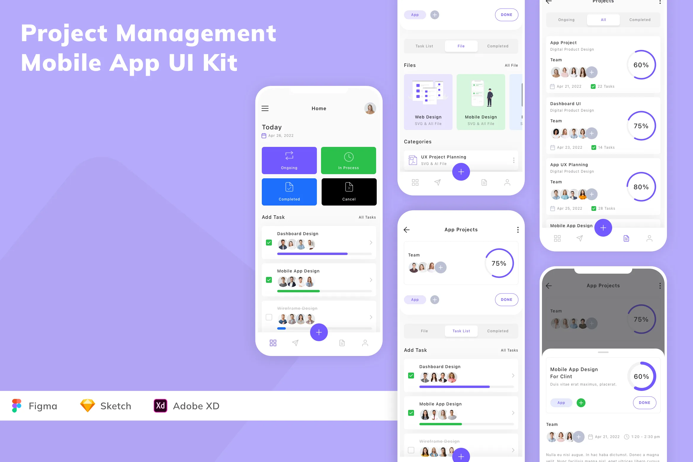 Project Management Mobile App UI Kit