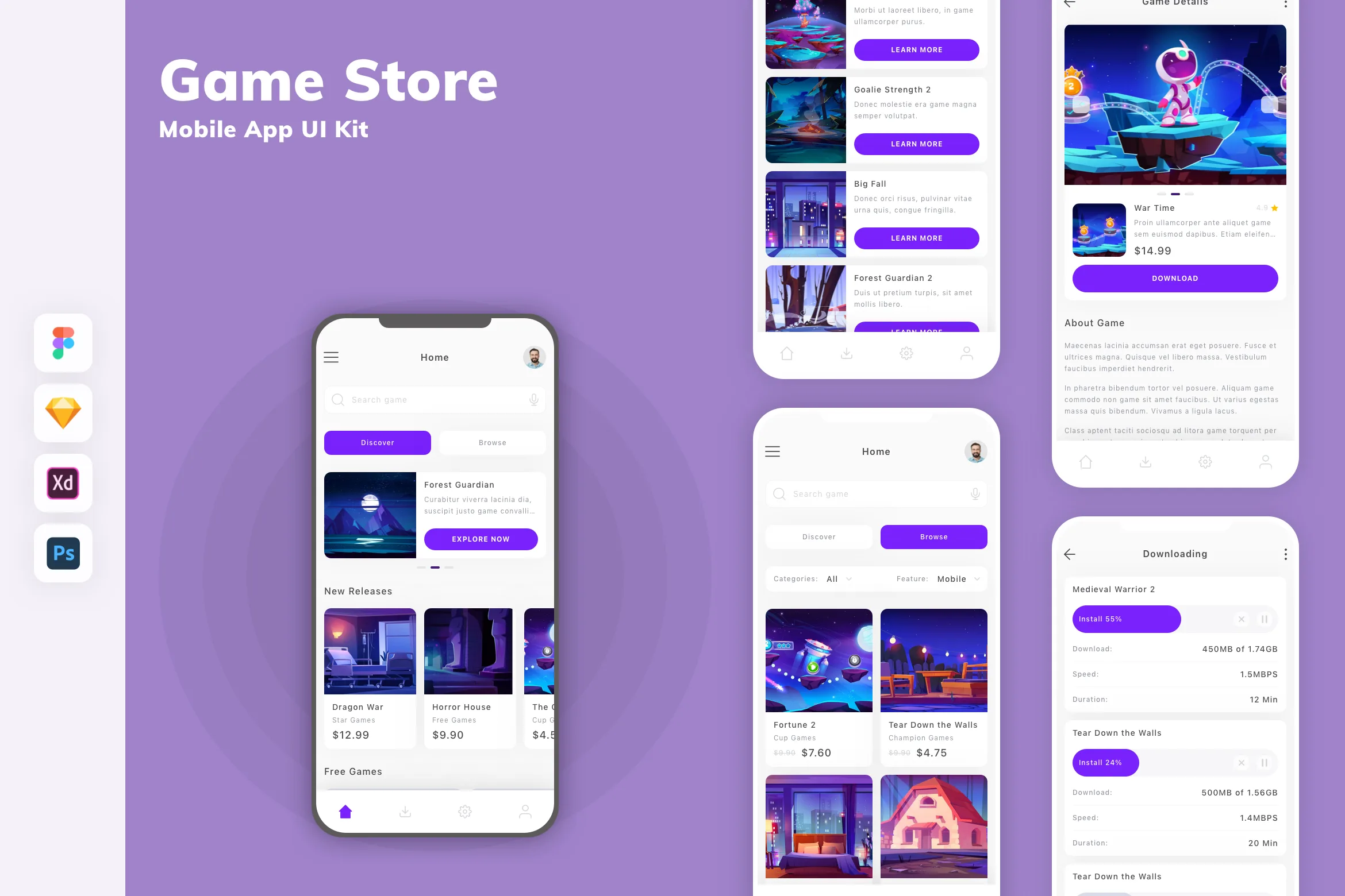 Game Store Mobile App UI Kit for Figma, Sketch & XD | UIworkshop