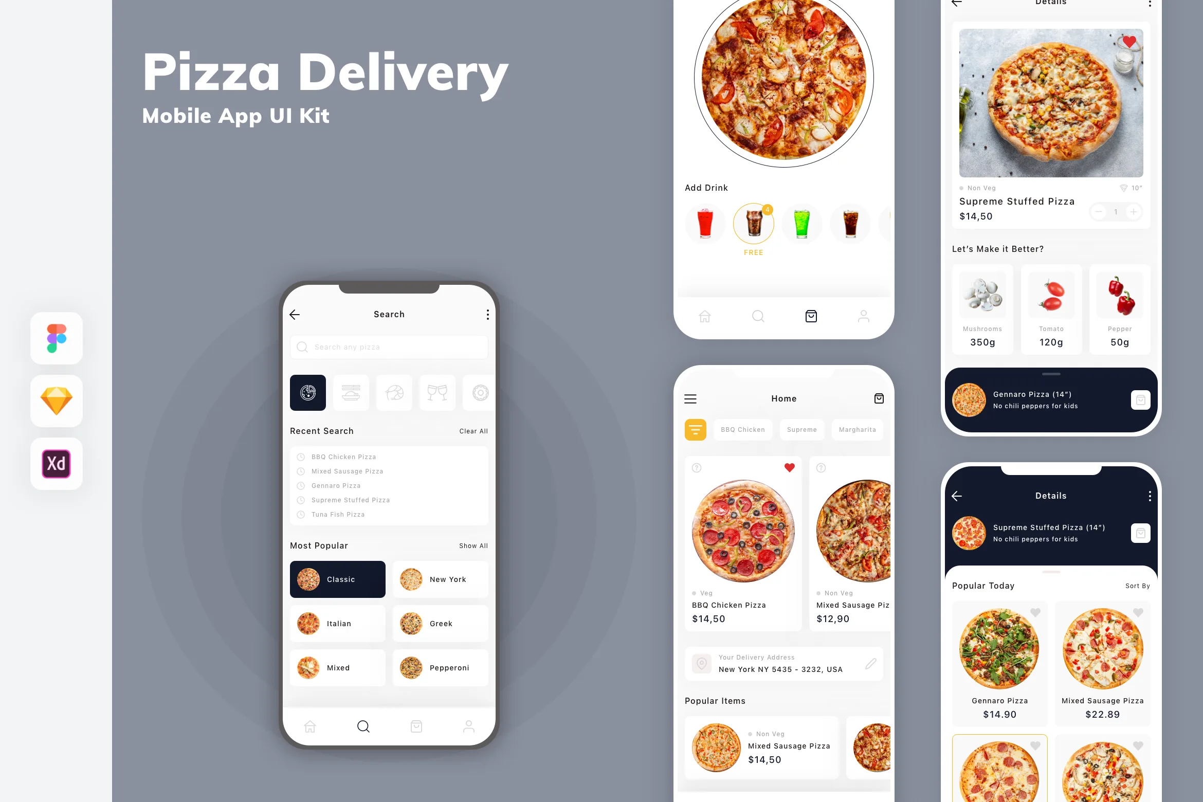 Pizza Delivery Mobile App UI Kit