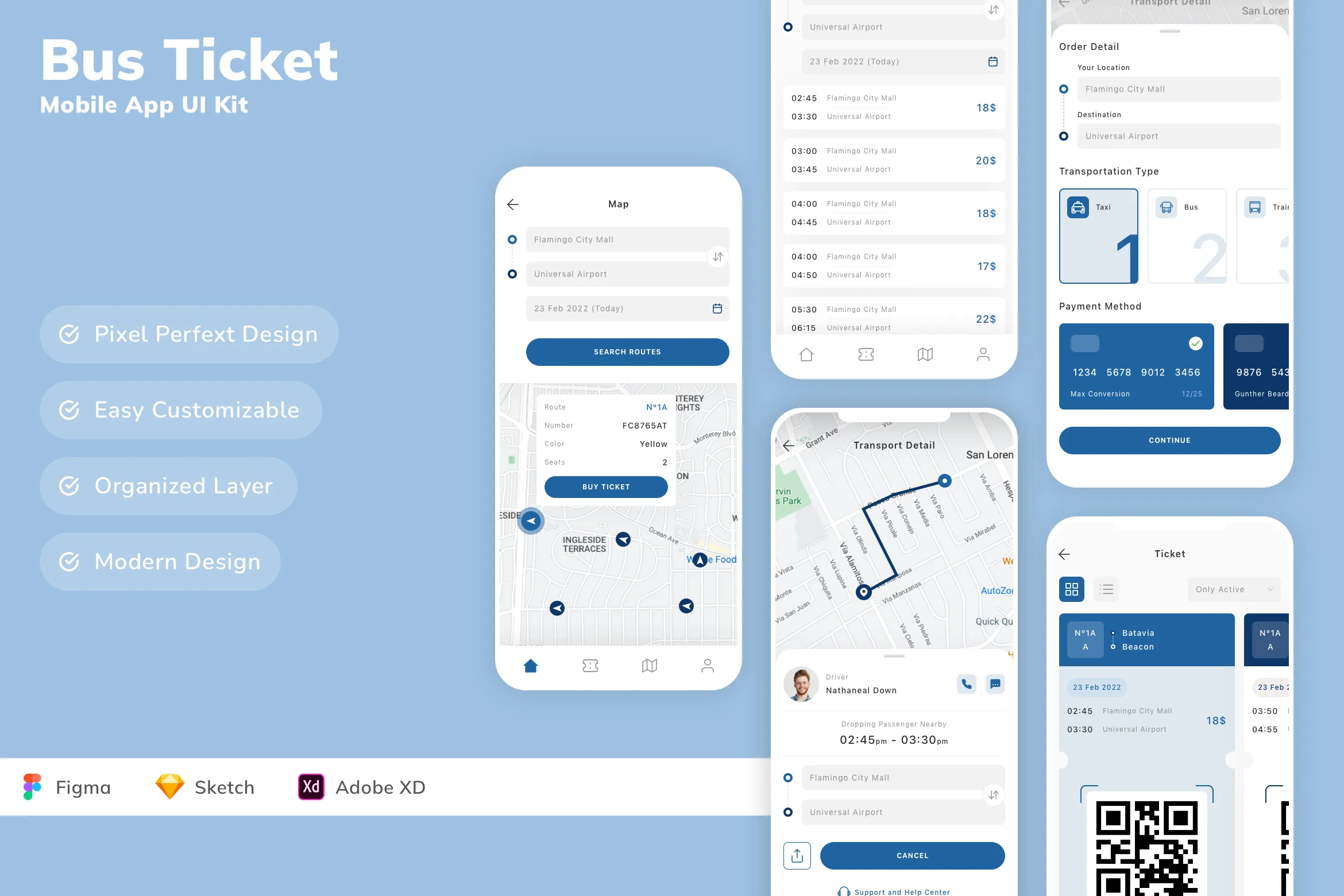 Bus Ticket Mobile App UI Kit