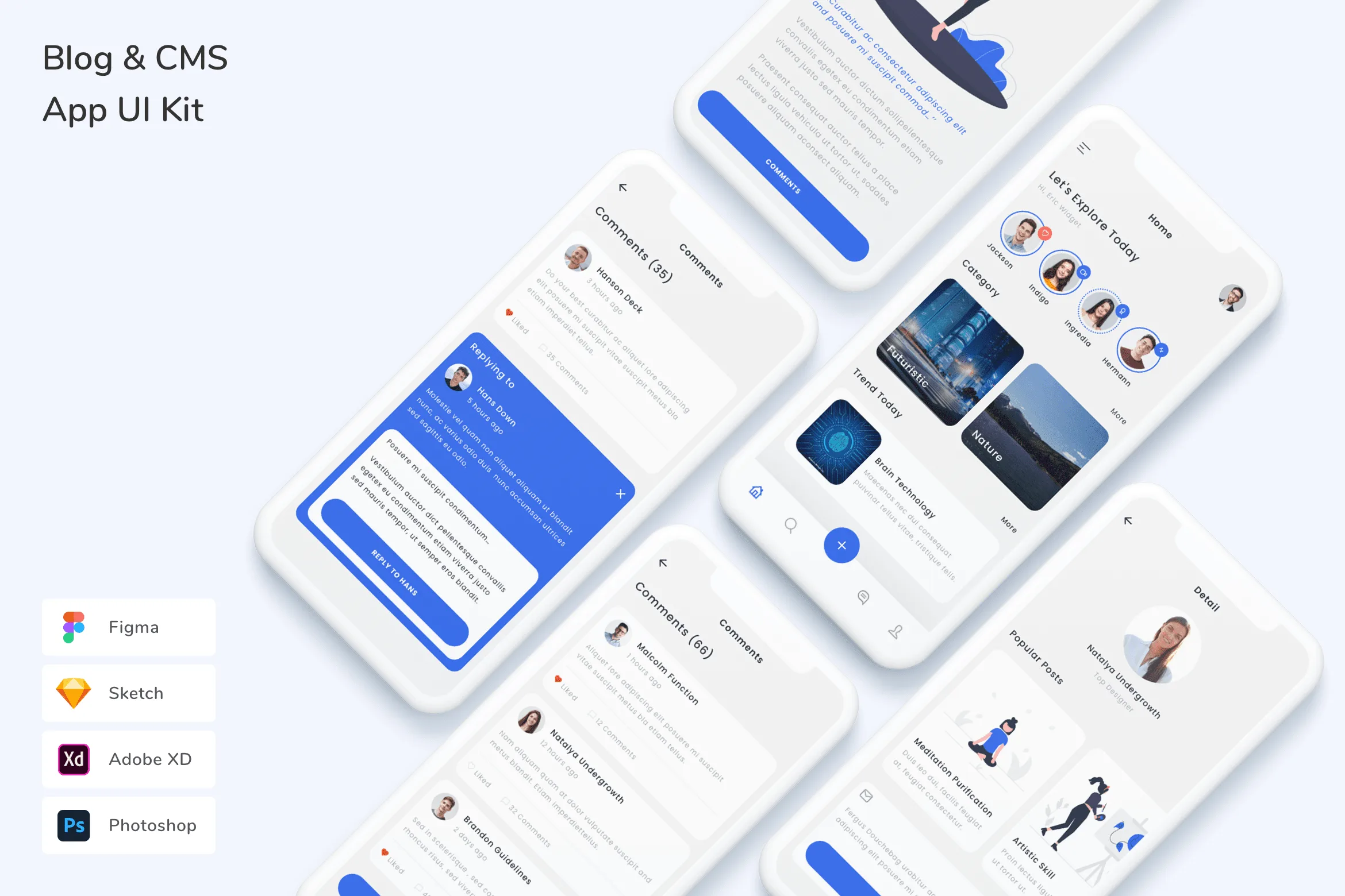 Blog & CMS App UI Kit for Figma, Sketch & XD | UIworkshop