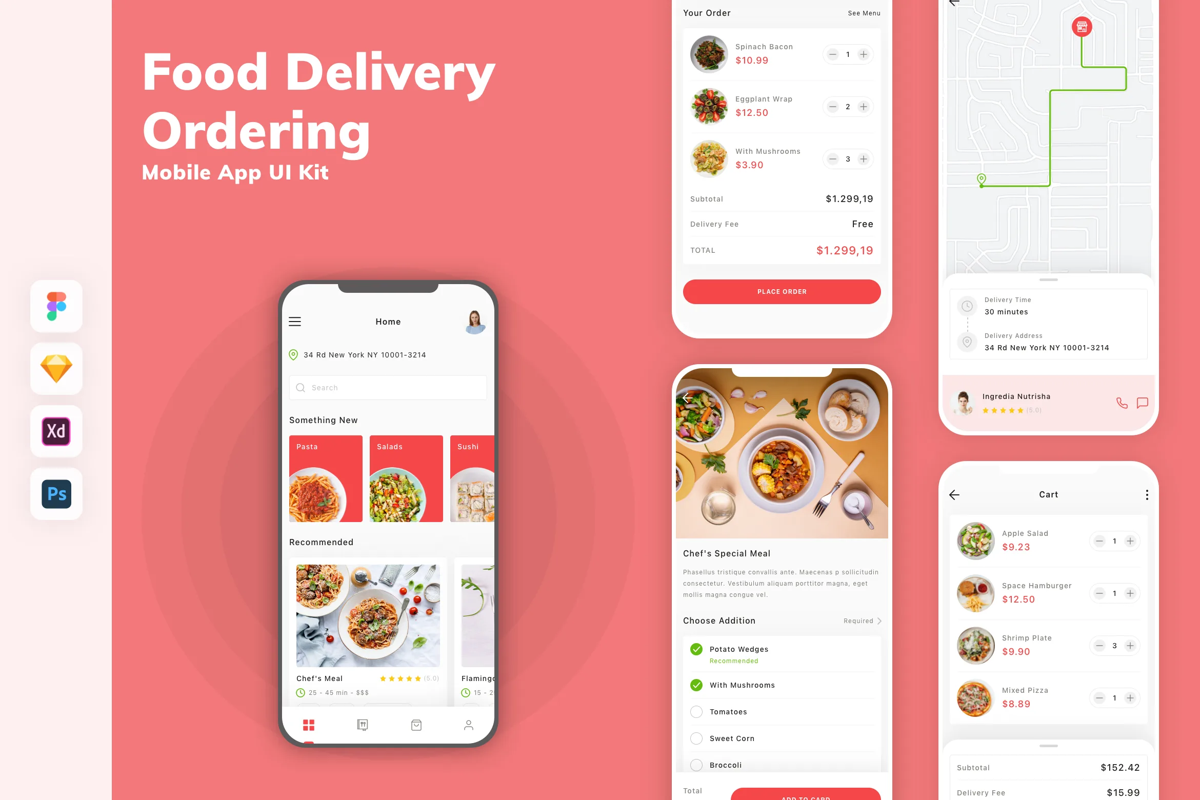 Food Delivery & Ordering Mobile App UI Kit for Figma, Sketch & XD ...