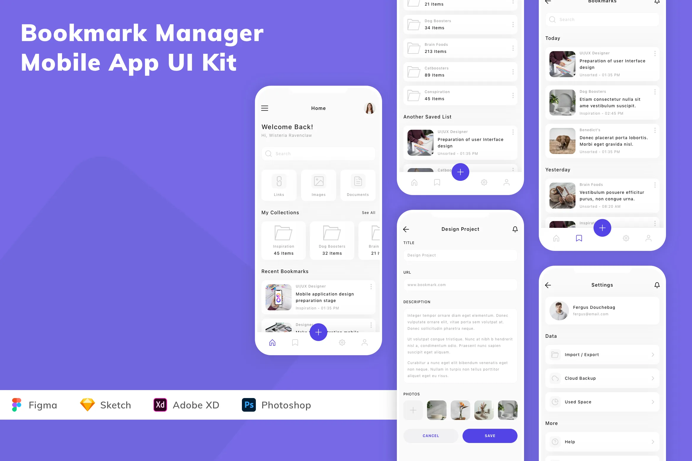 Bookmark Manager Mobile App UI Kit